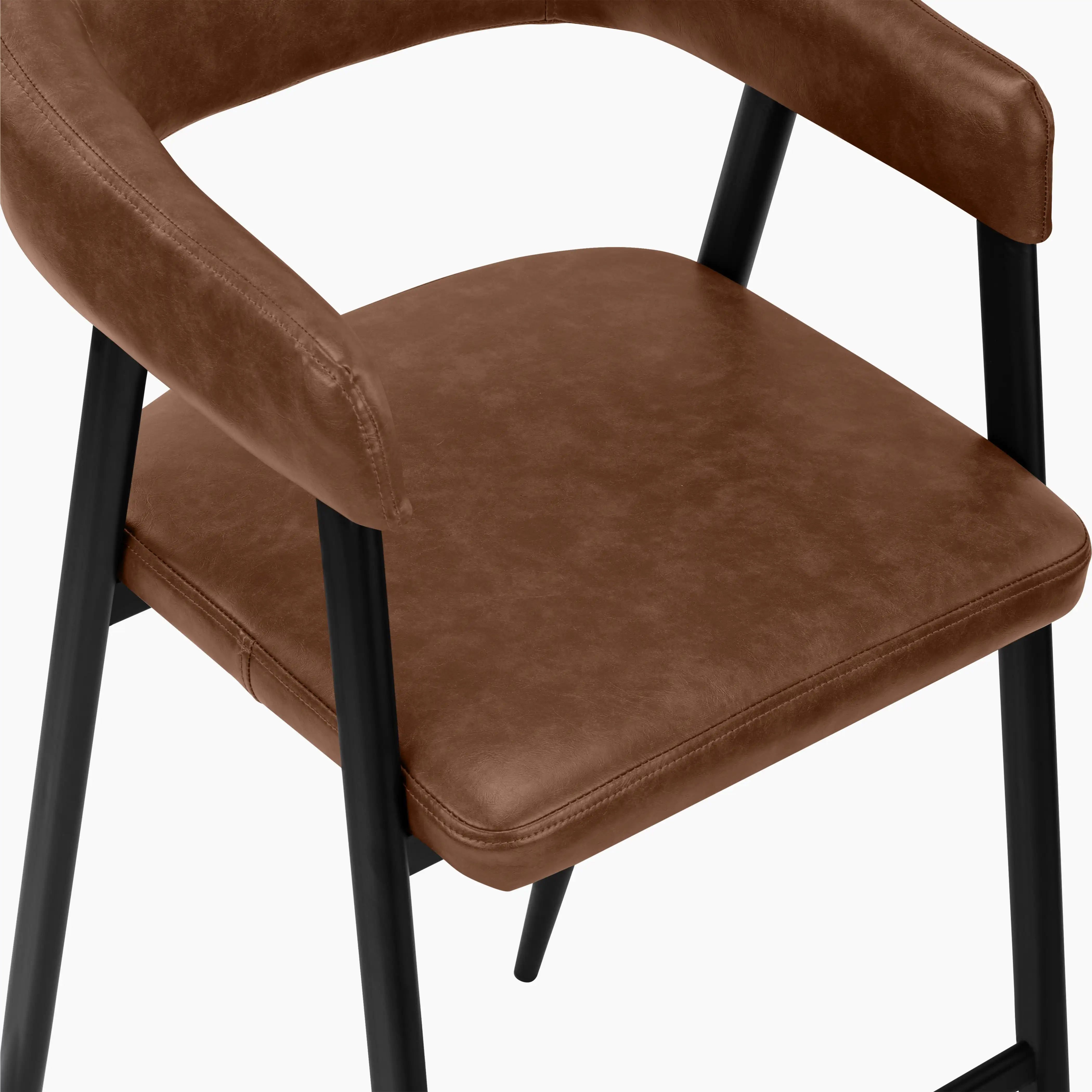 Presley Bar Stool | Vintage Tan Faux Leather & Black - Image 8