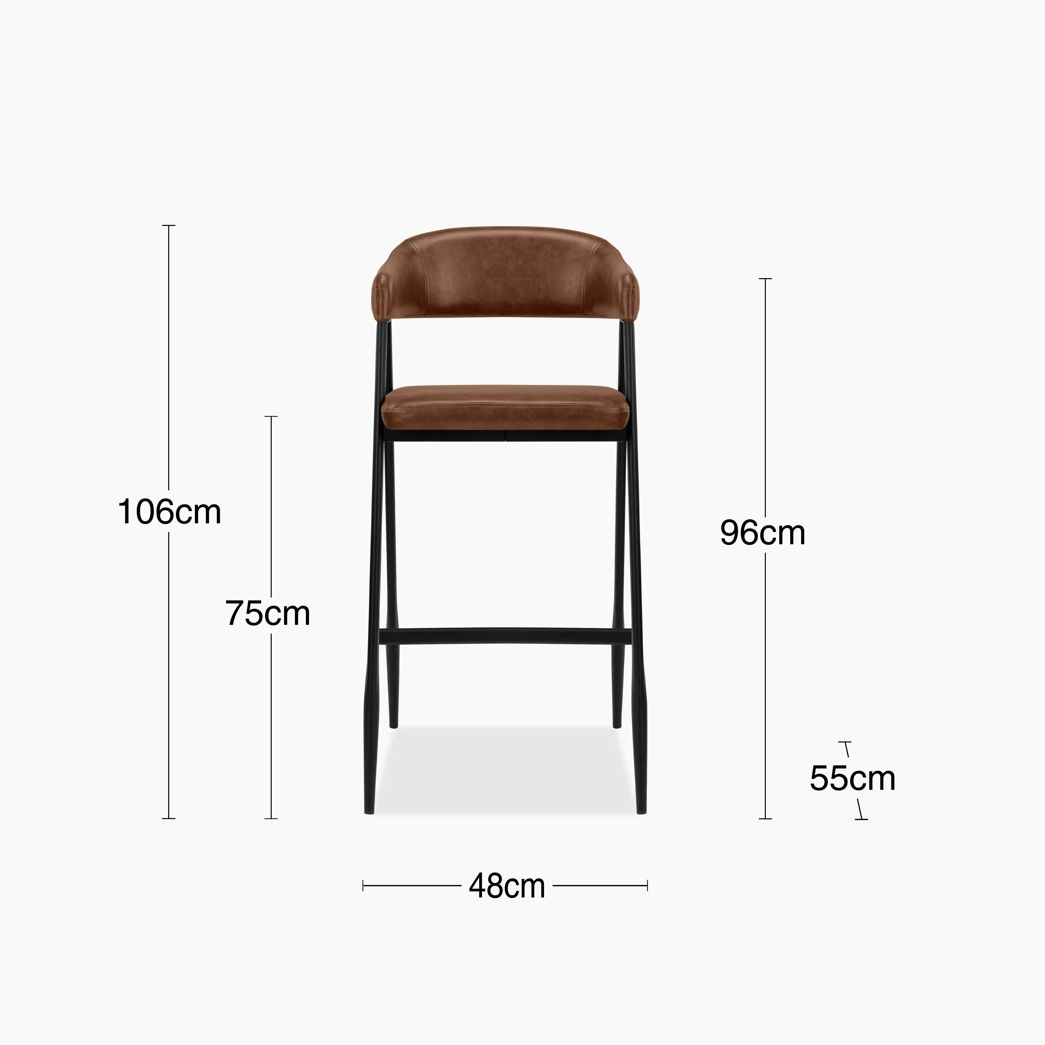 Presley Bar Stool | Vintage Tan Faux Leather & Black - Image 9