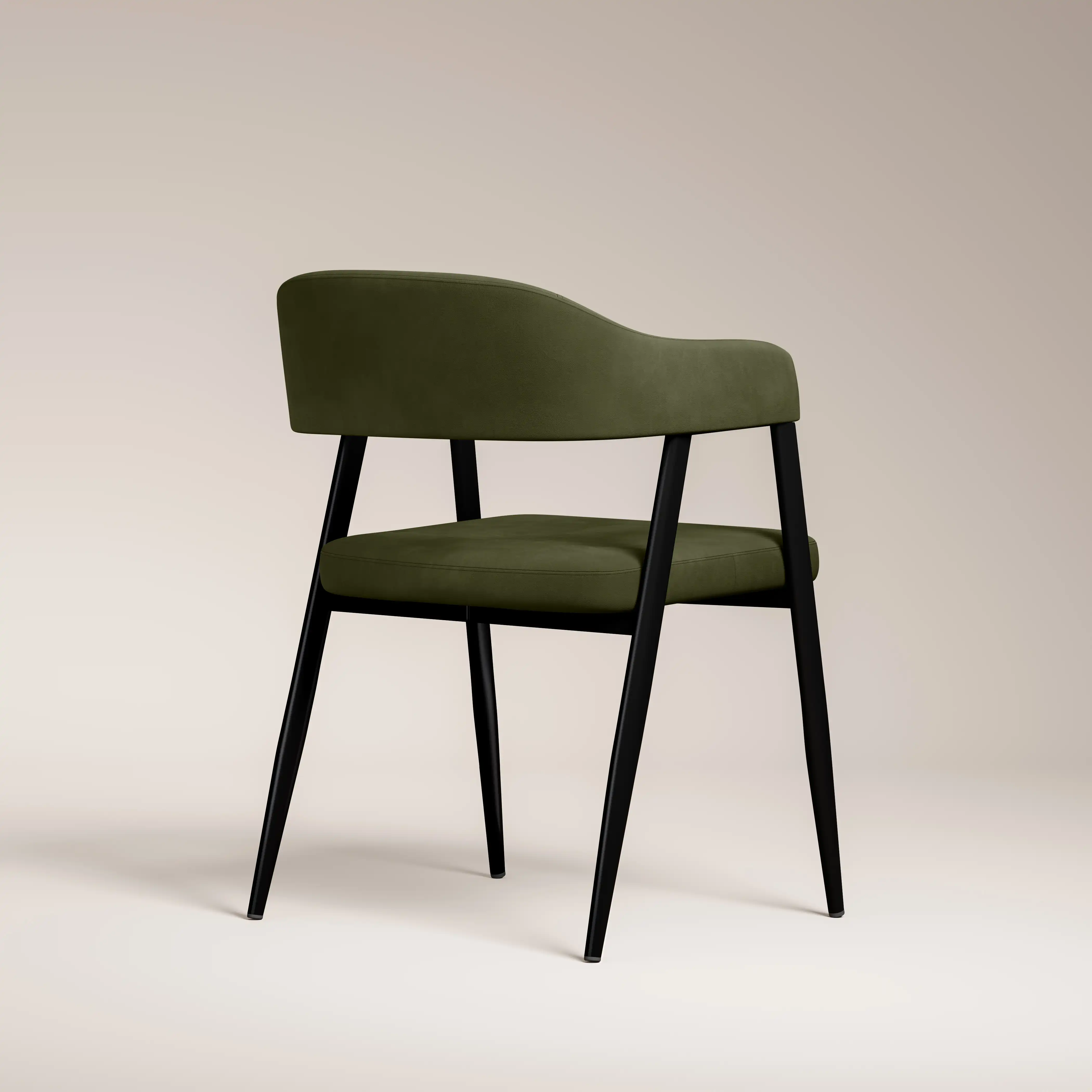 Presley Carver Dining Chair | Olive Green Sustainable Velvet & Black - Image 6
