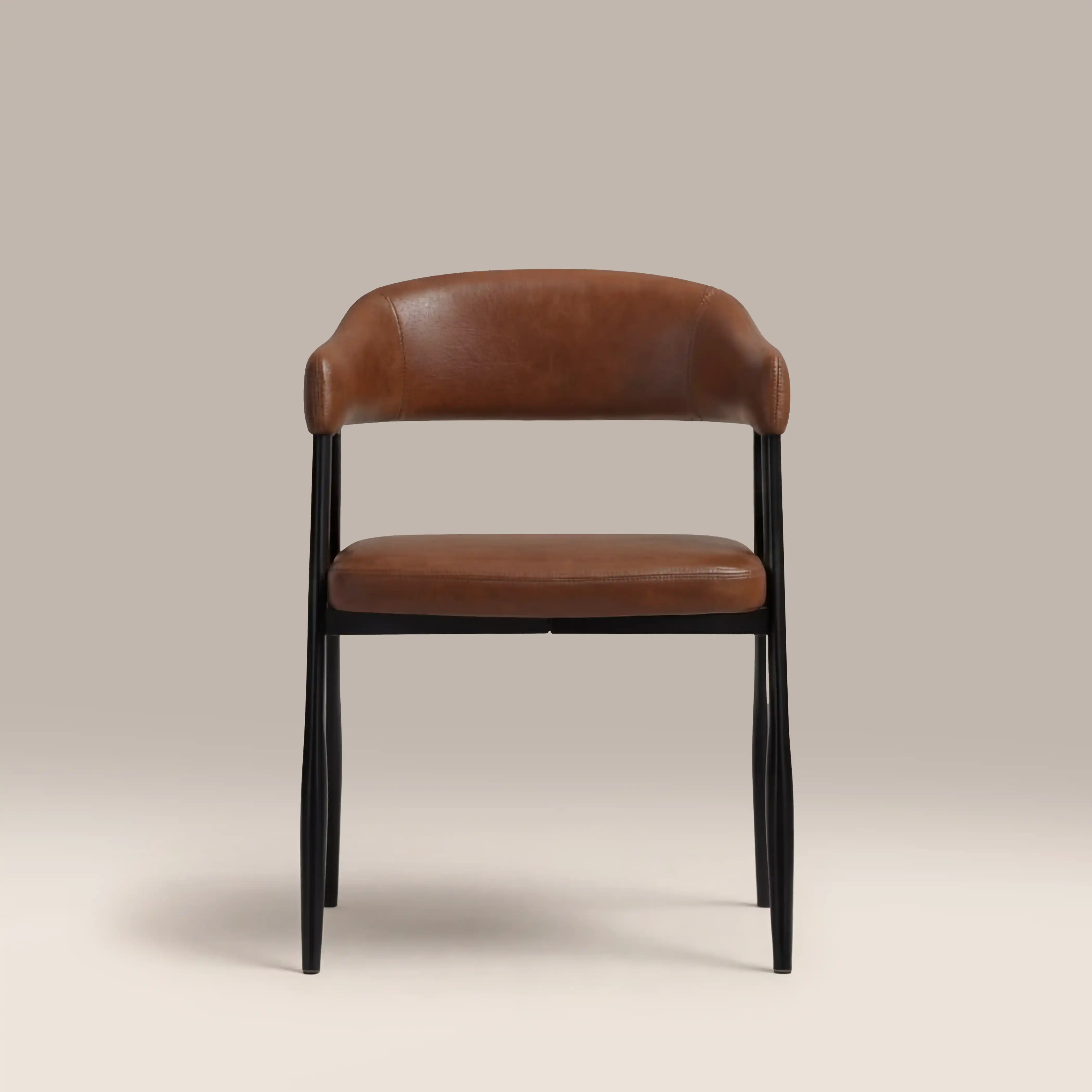 Presley Carver Dining Chair | Vintage Tan Faux Leather & Black - Image 4
