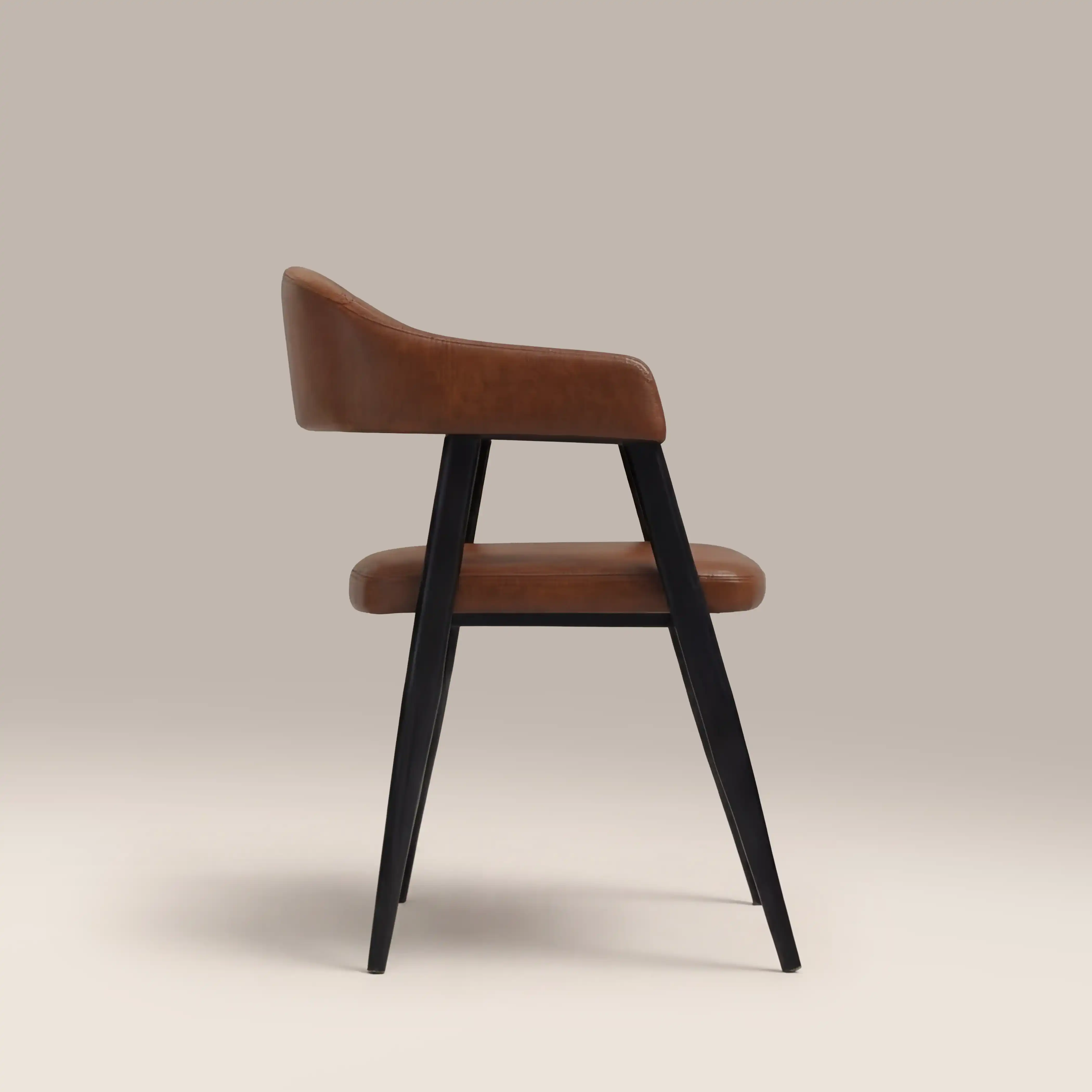 Presley Carver Dining Chair | Vintage Tan Faux Leather & Black - Image 5