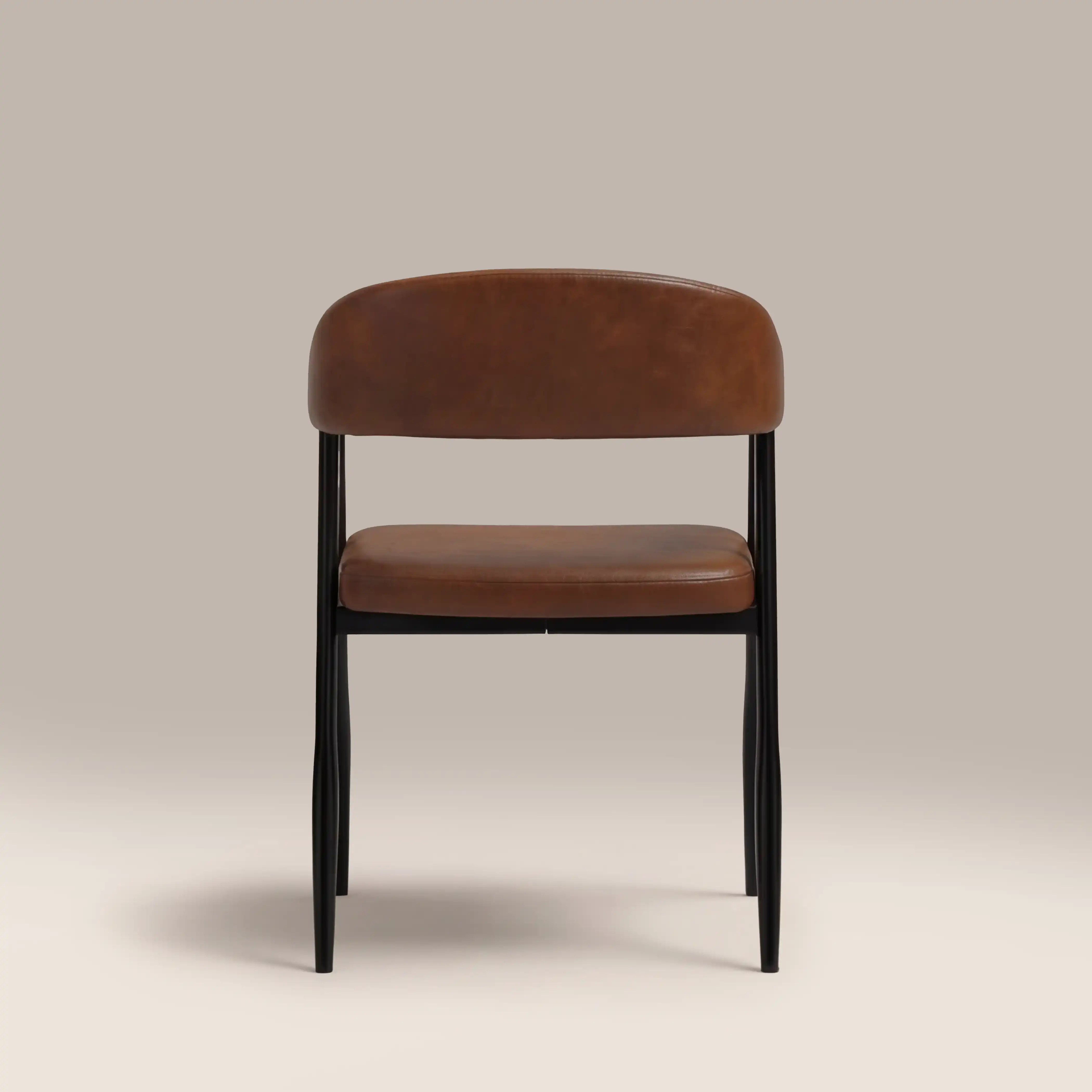 Presley Carver Dining Chair | Vintage Tan Faux Leather & Black - Image 6