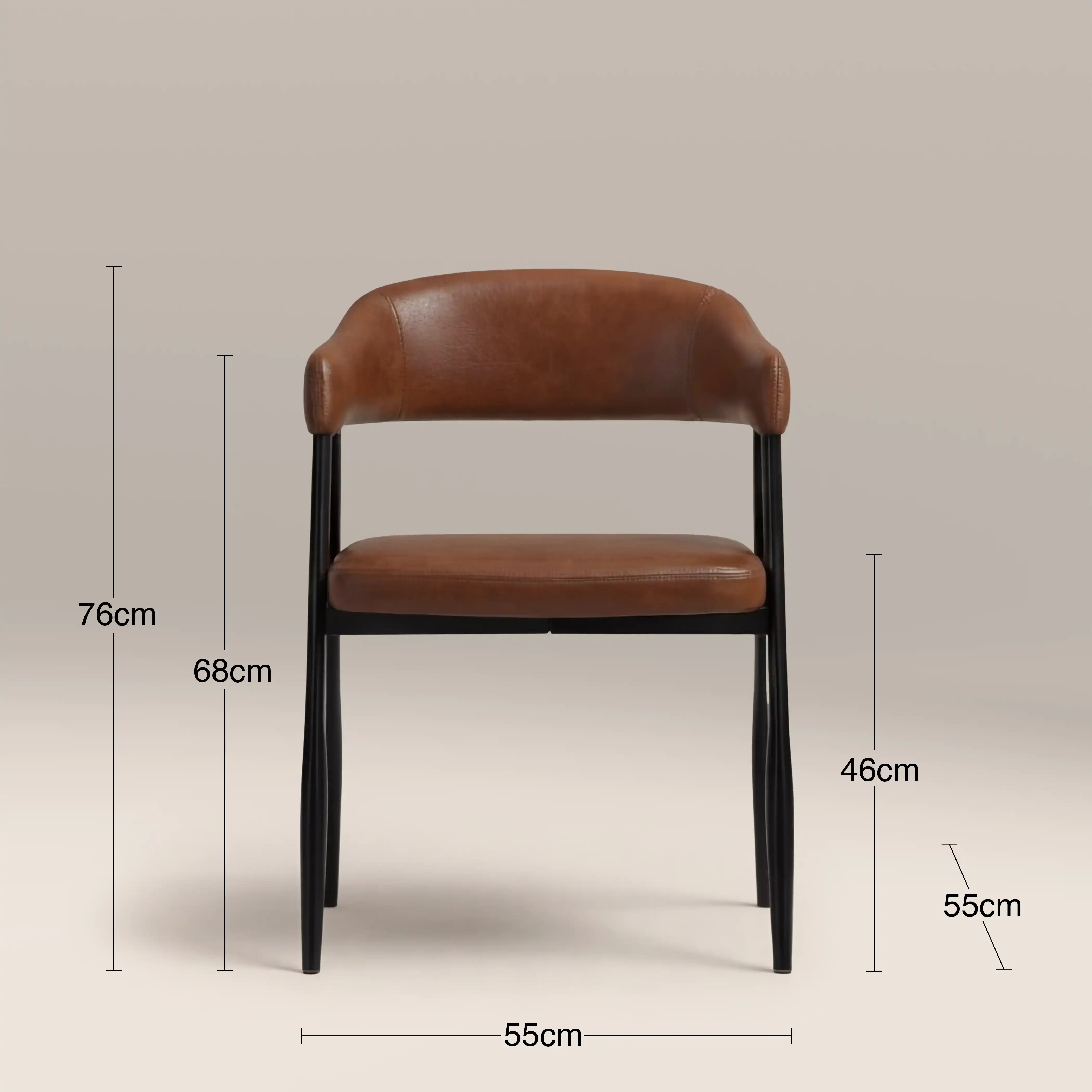 Presley Carver Dining Chair | Vintage Tan Faux Leather & Black - Image 7