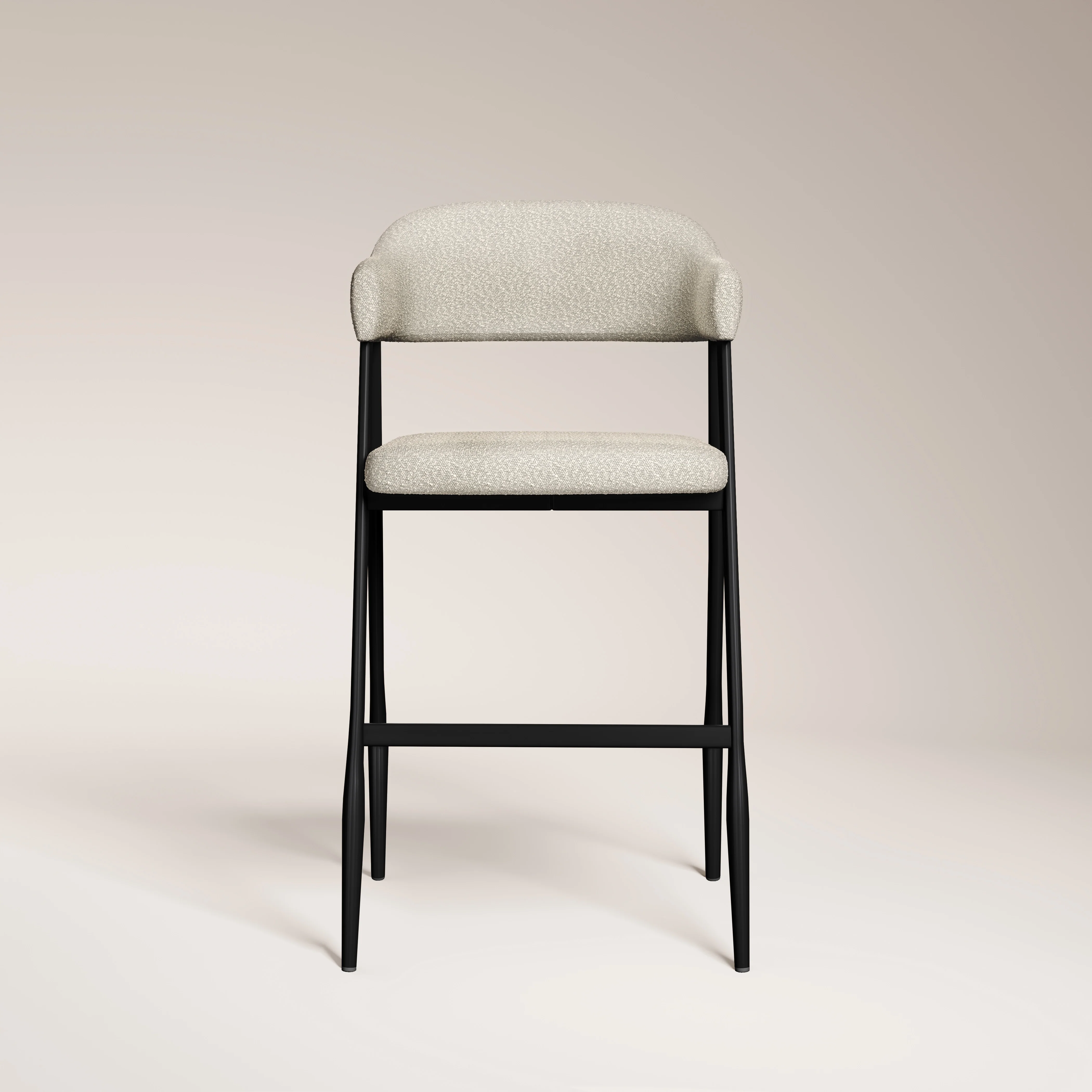 Presley Kitchen Stool | Speckled Stone Sustainable Boucle & Black - Image 4