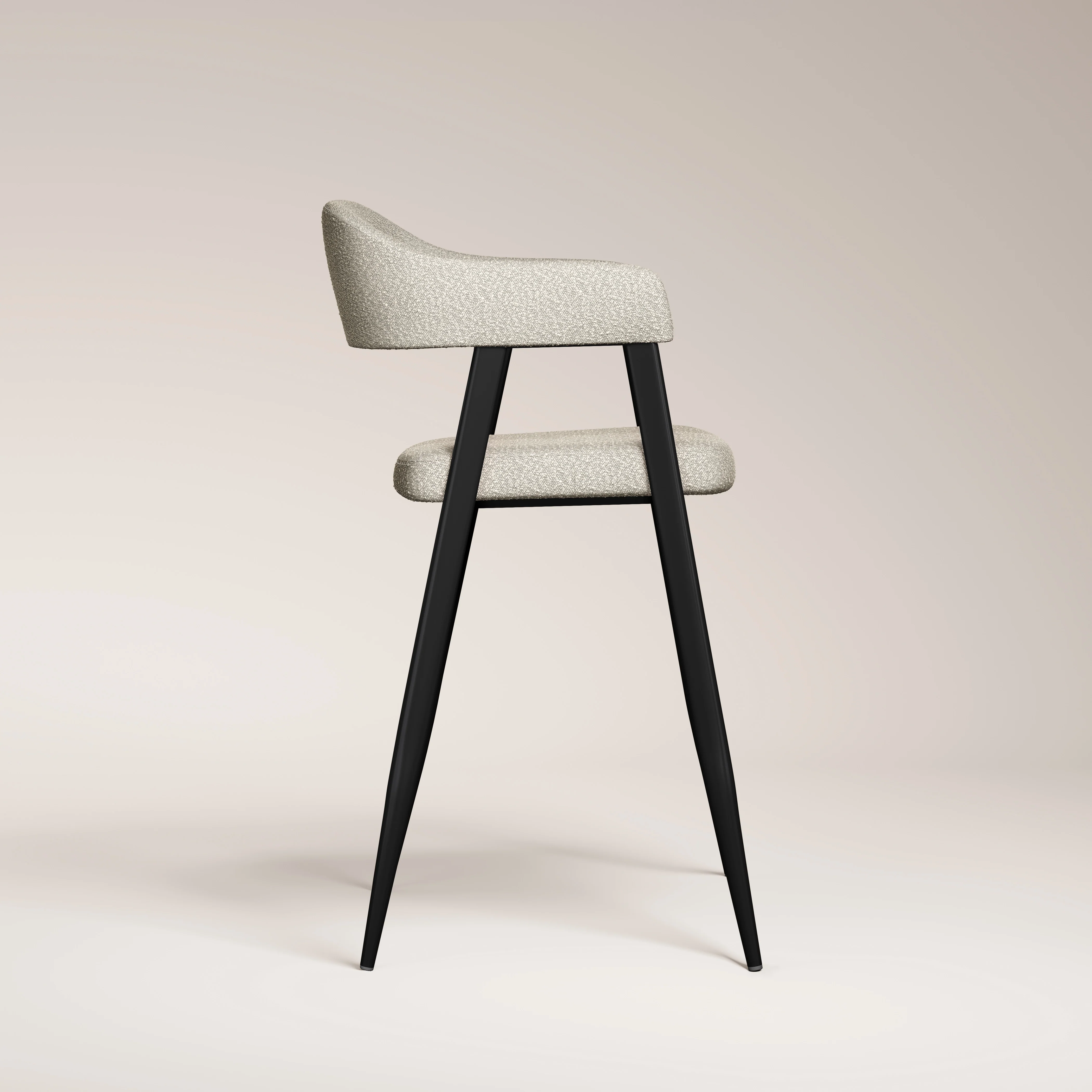 Presley Kitchen Stool | Speckled Stone Sustainable Boucle & Black - Image 5