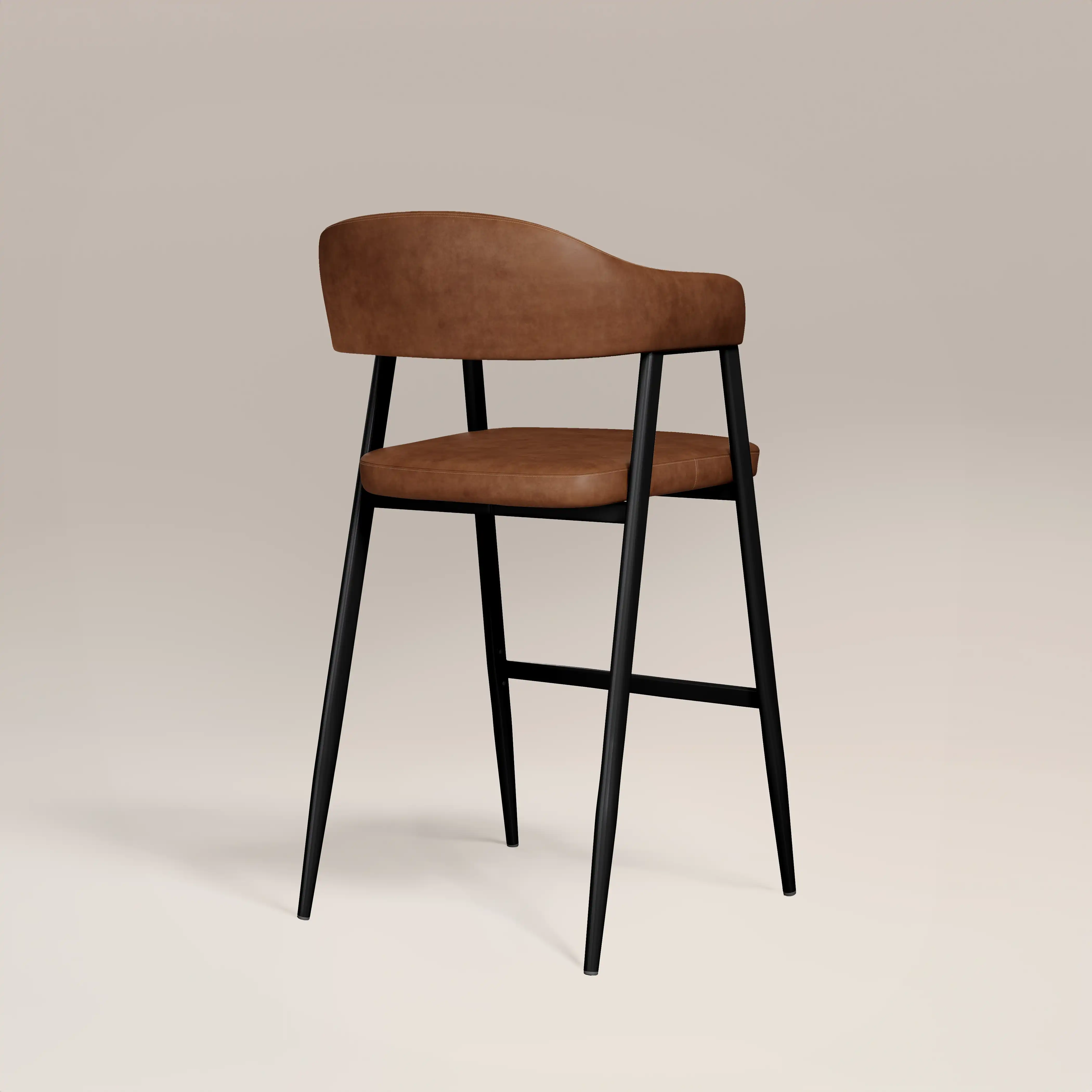 Presley Kitchen Stool | Vintage Tan Faux Leather & Black - Image 6
