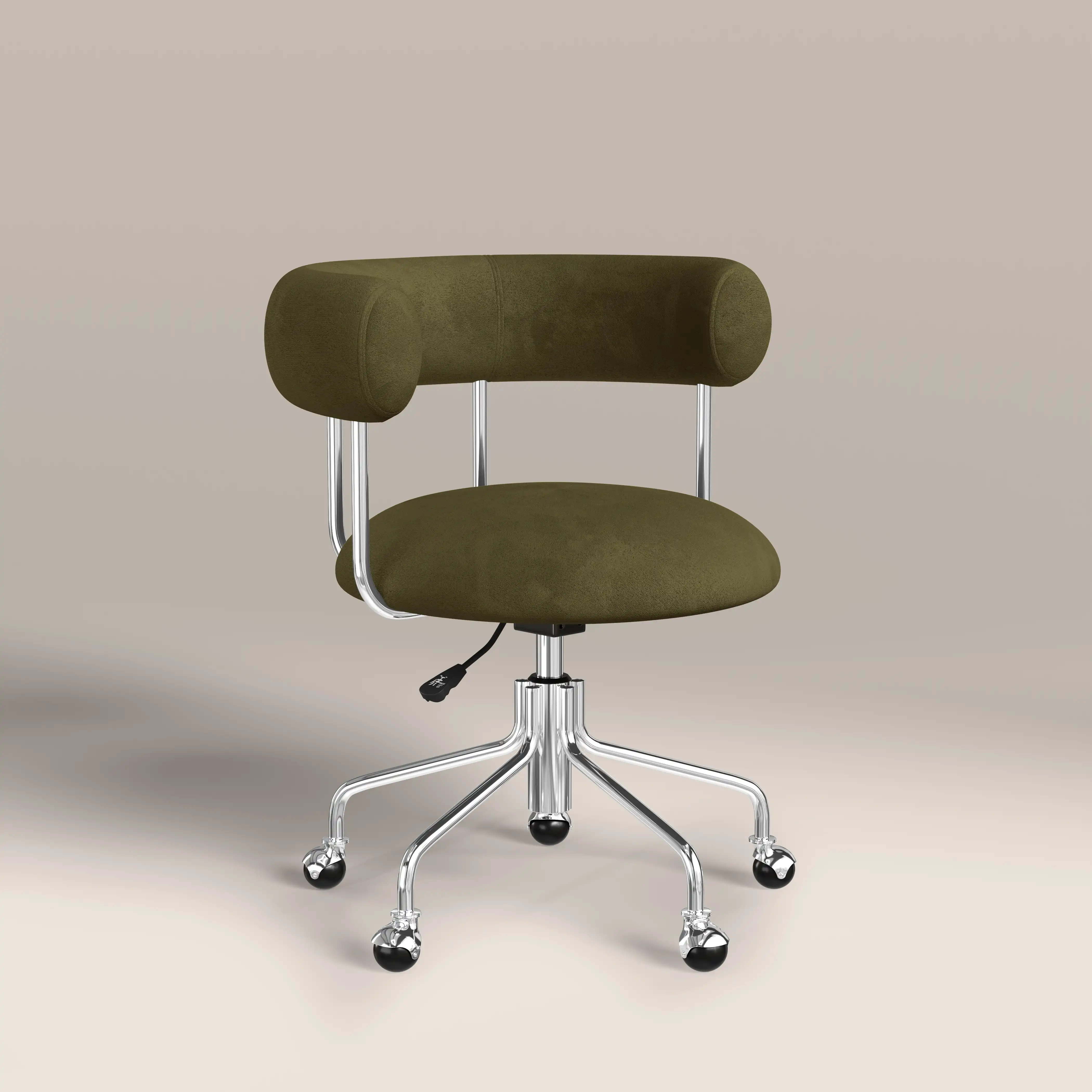Rae Office Chair | Moss Green Sustainable Mohair Velvet & Chrome - Image 3