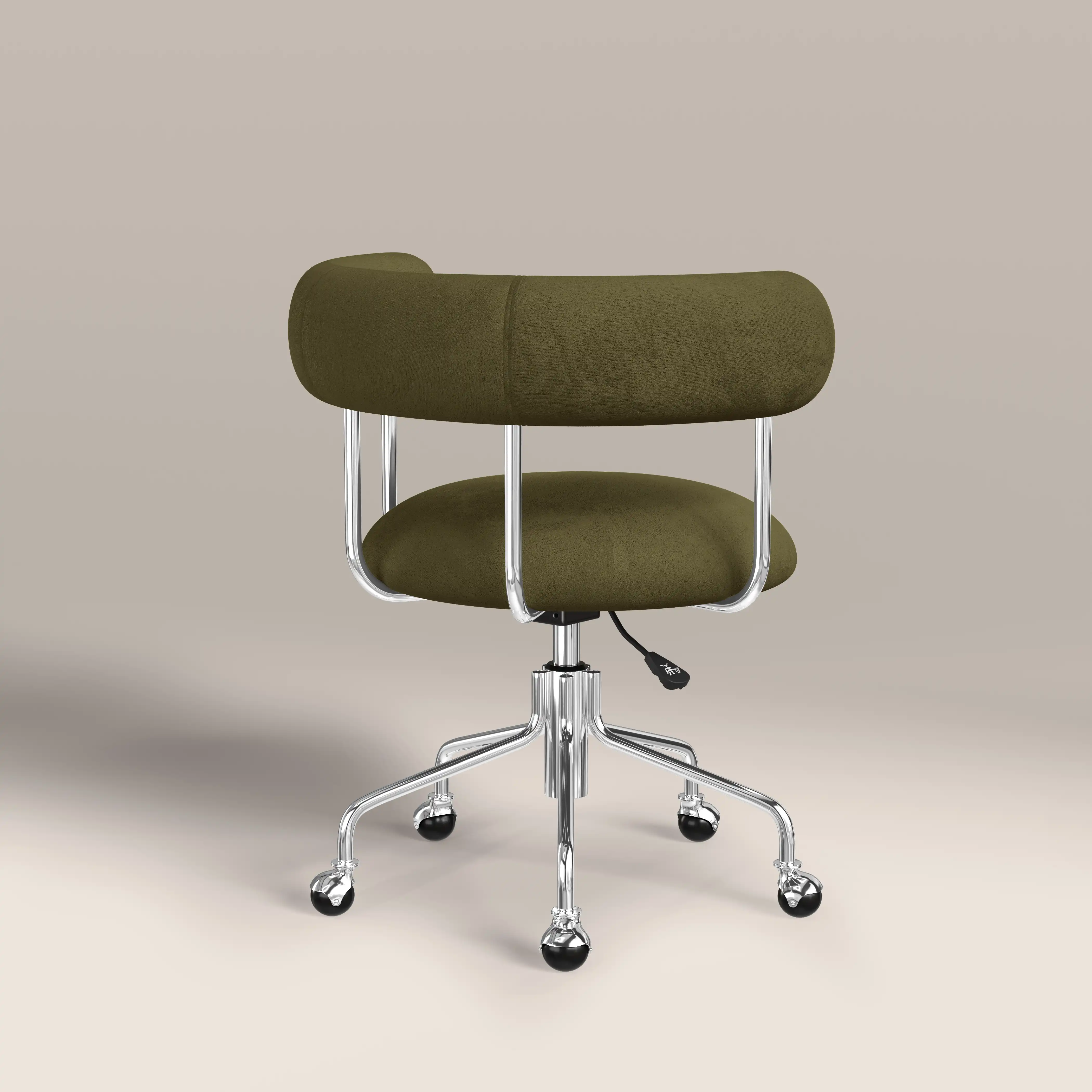 Rae Office Chair | Moss Green Sustainable Mohair Velvet & Chrome - Image 6