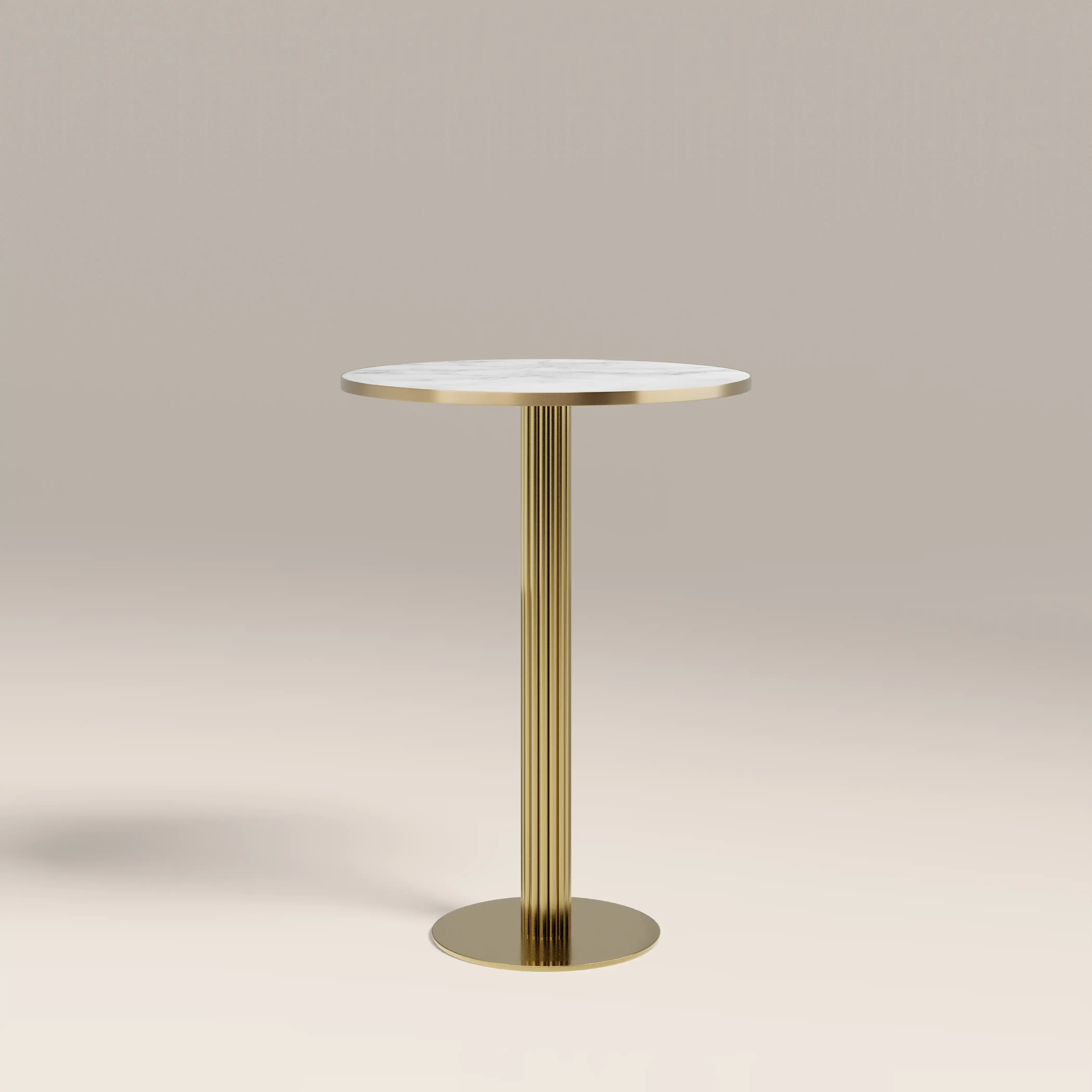 Rafferty 2 Seat Round Bar Table | White Marble Effect & Brass