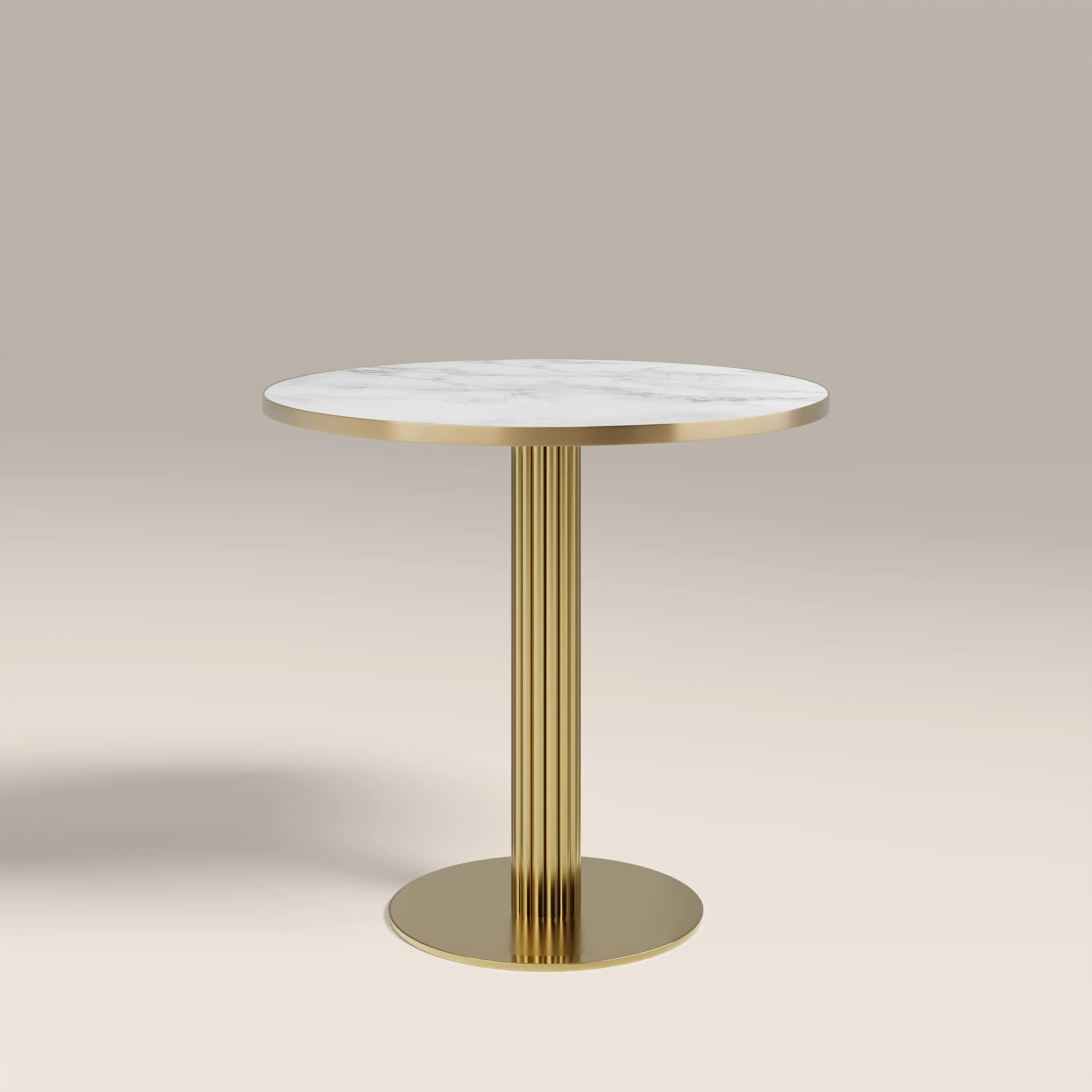 Rafferty 2 Seat Round Cafe Table | White Marble Effect & Brass