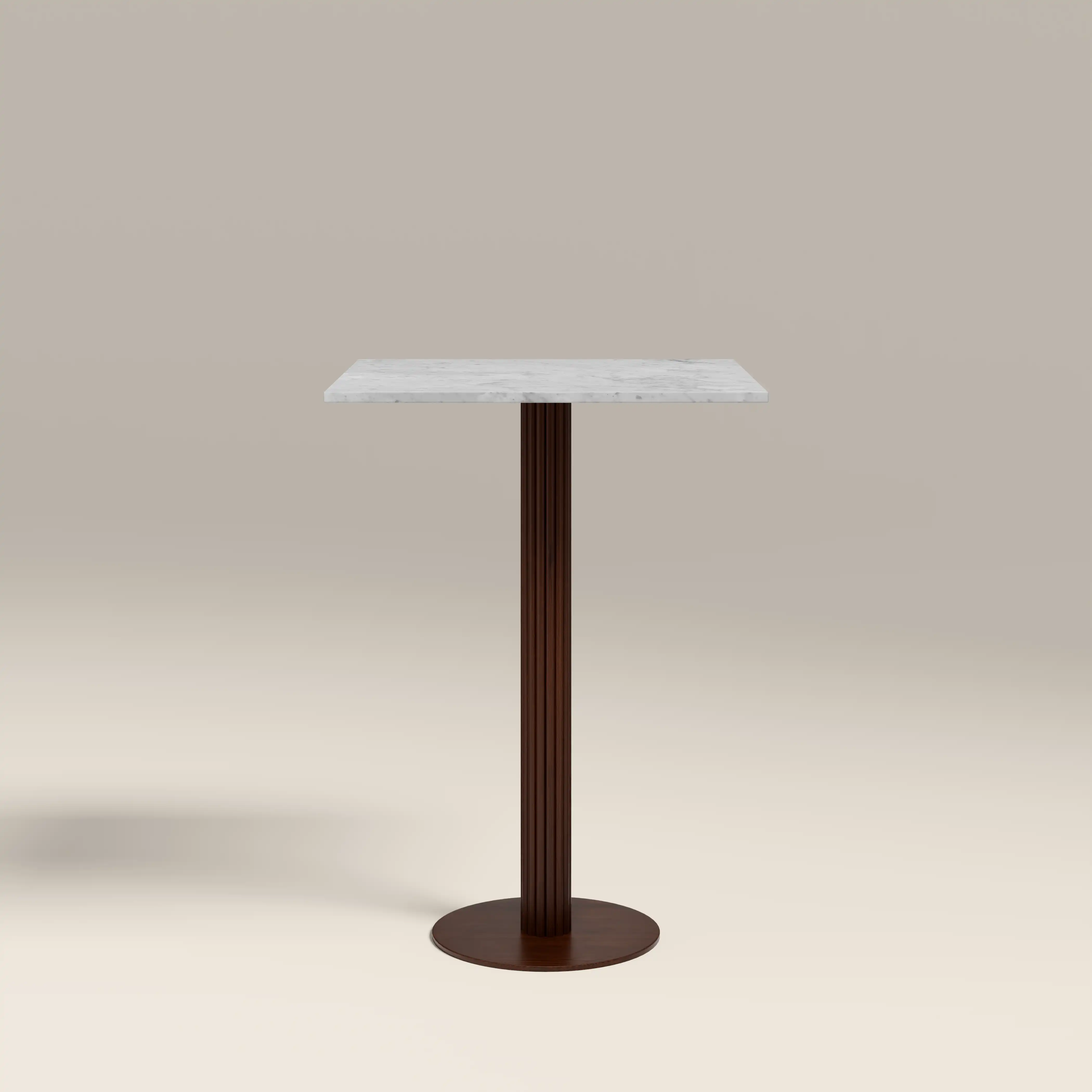 Rafferty 2 Seat Square Bar Table  | White Marble & Walnut - Image 2