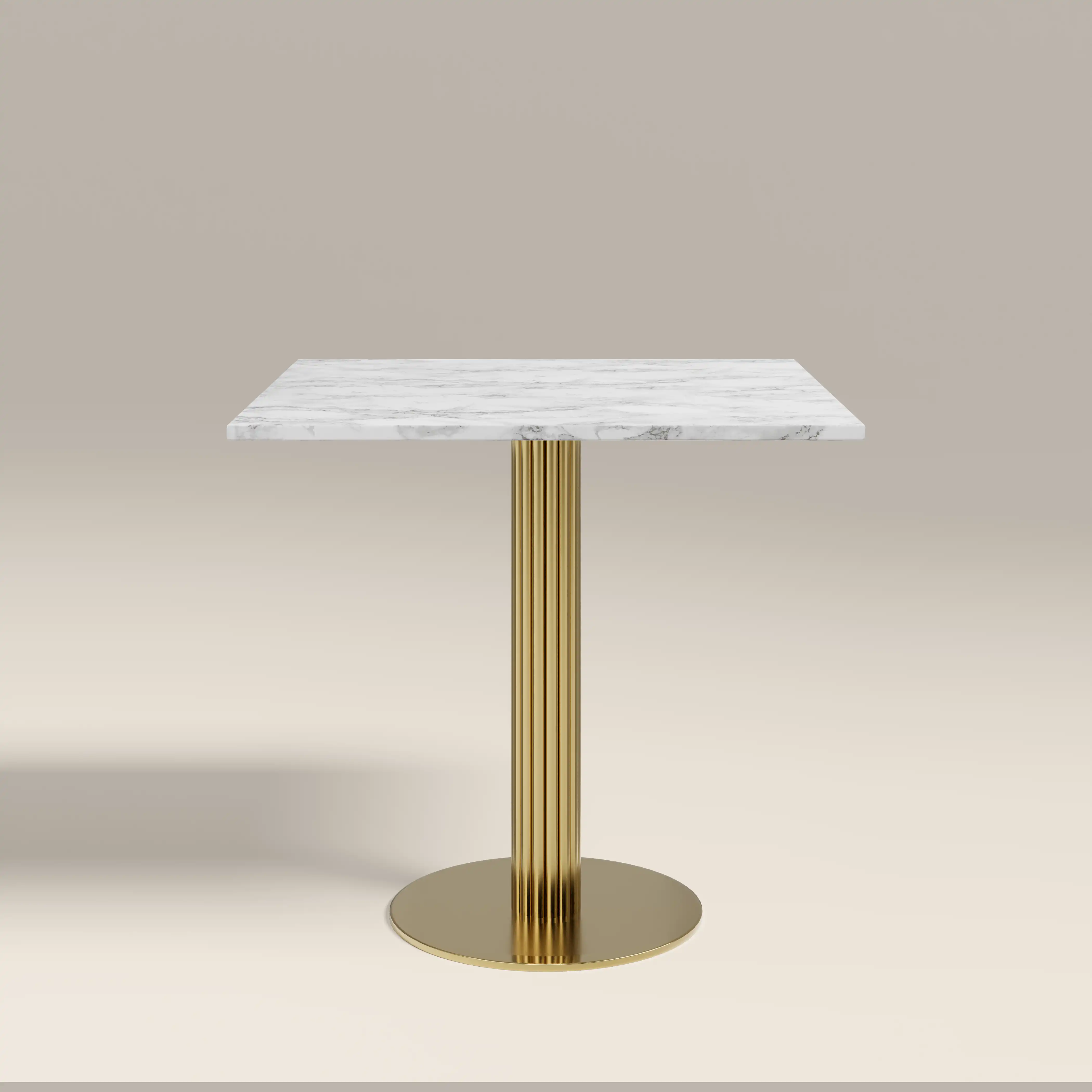 Rafferty 2 Seat Square Cafe Table  | White Marble & Brass