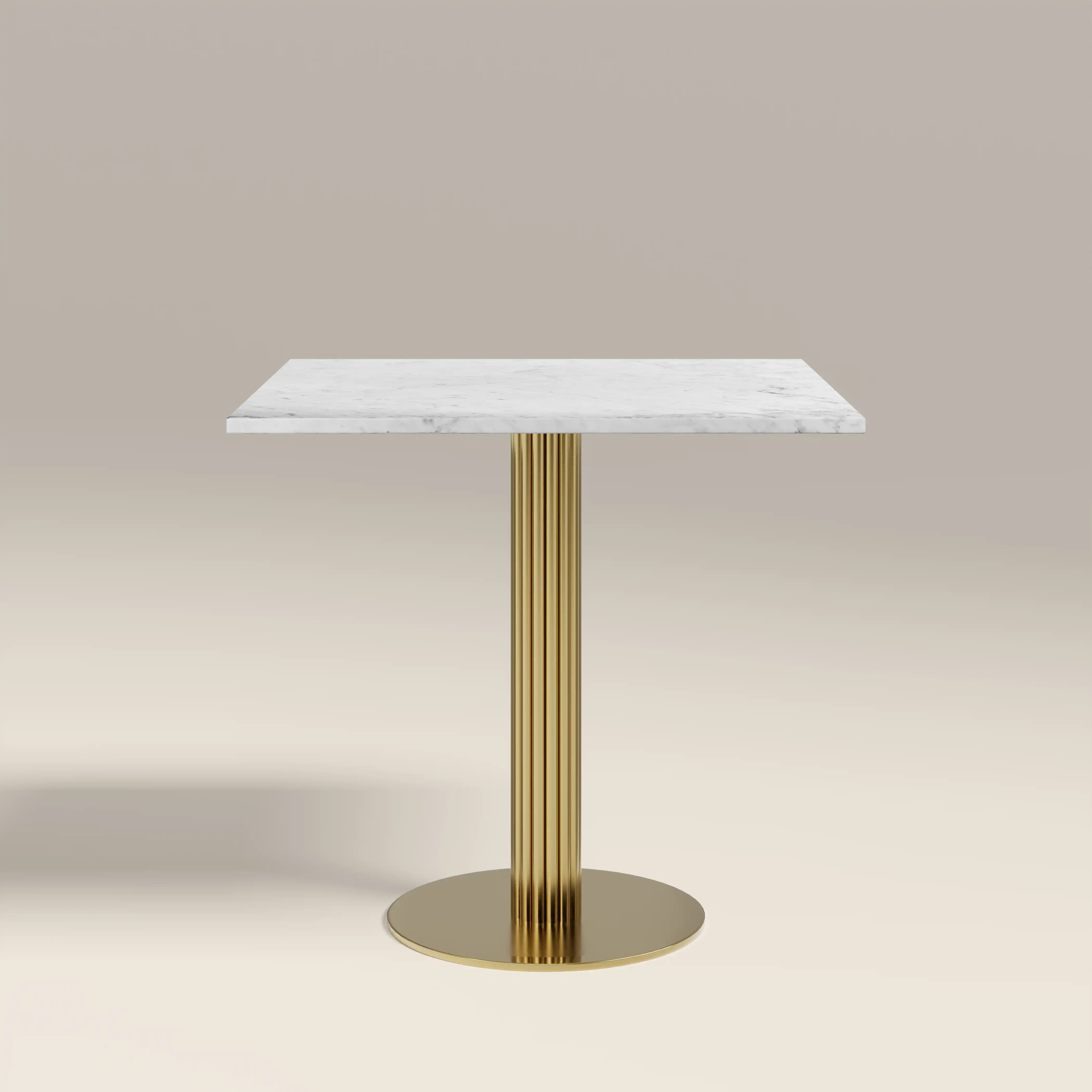 Rafferty 2 Seat Square Cafe Table  | White Marble & Brass - Image 3