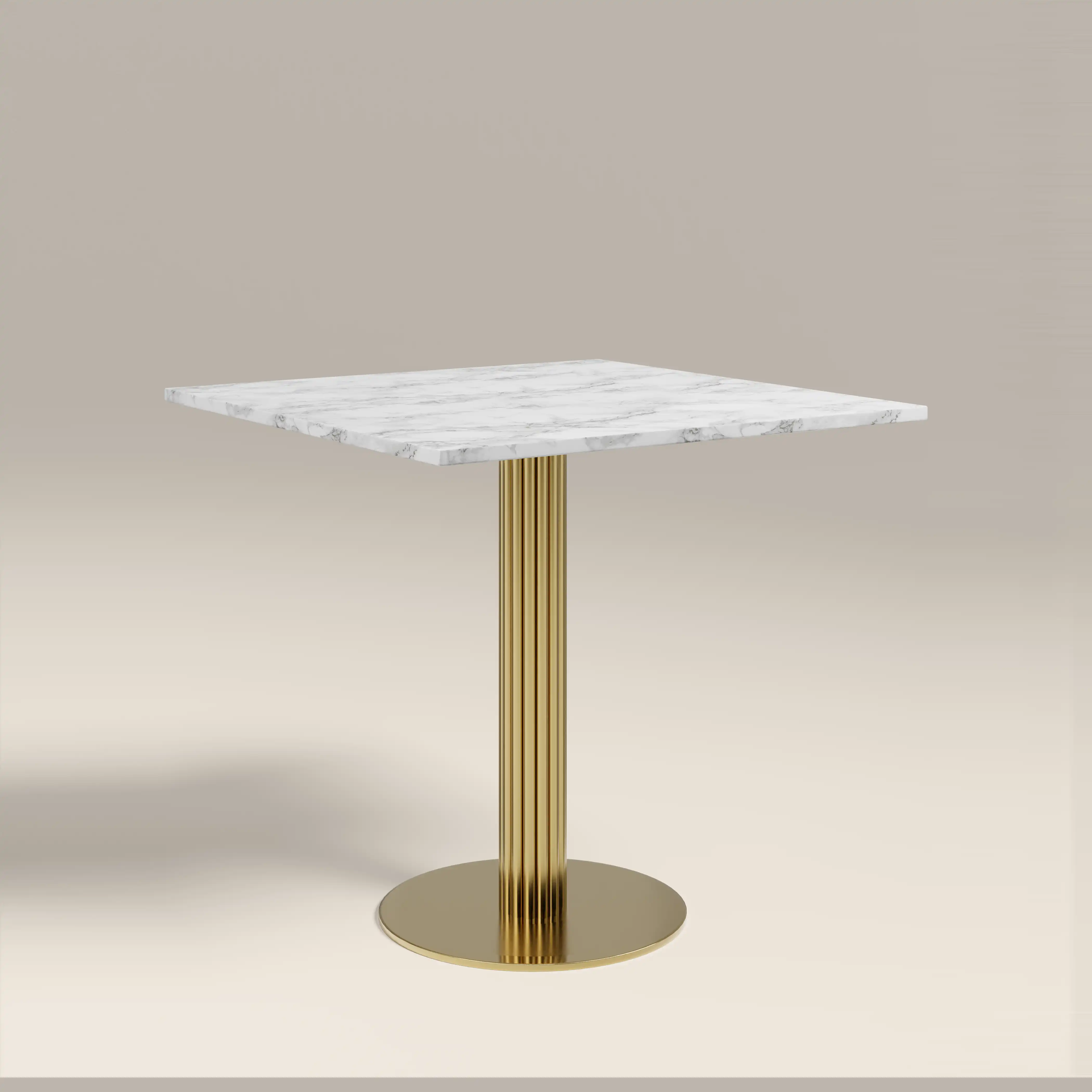 Rafferty 2 Seat Square Cafe Table  | White Marble & Brass - Image 4