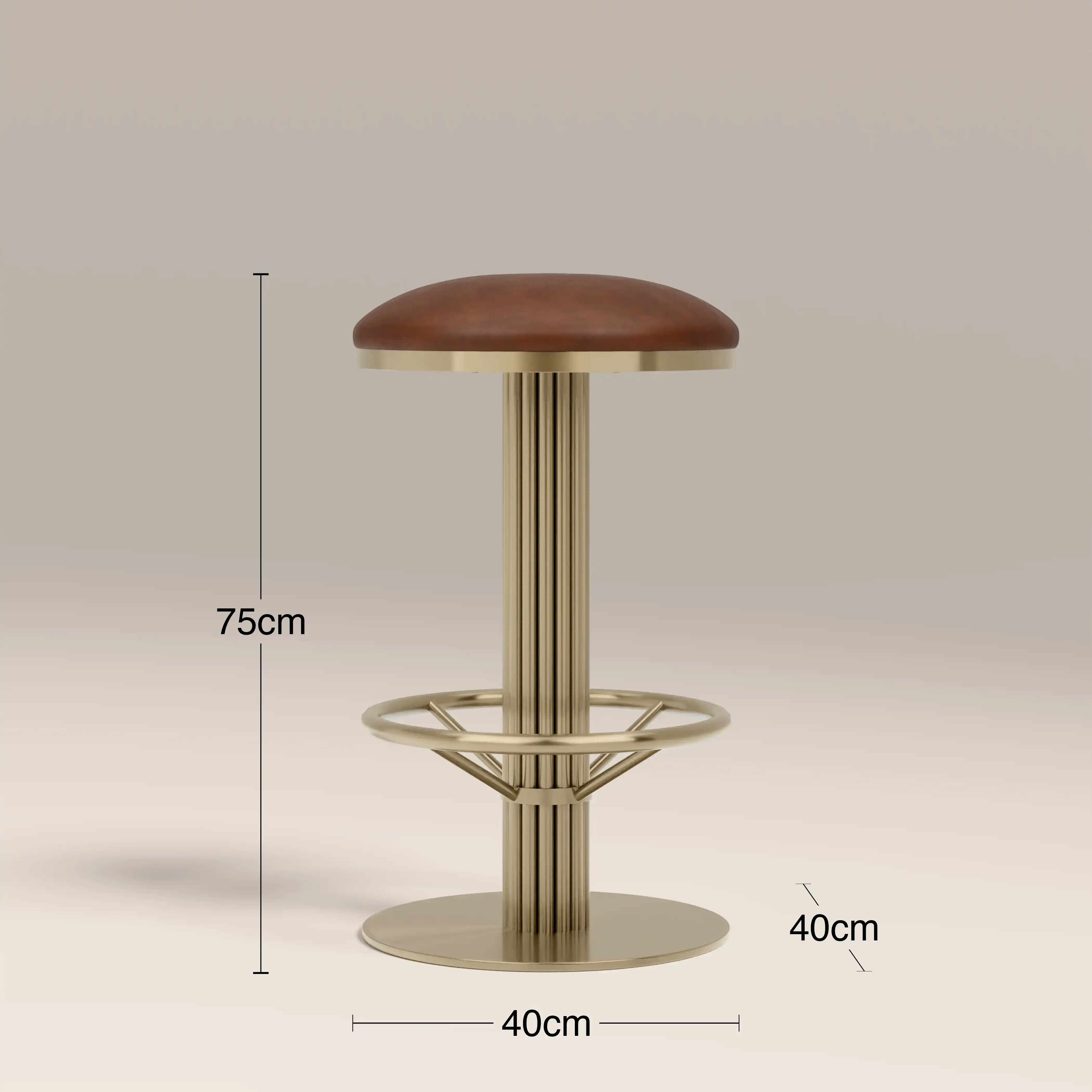 Rafferty Swivel Bar Stool | Vintage Tan Faux Leather & Brass - Image 3