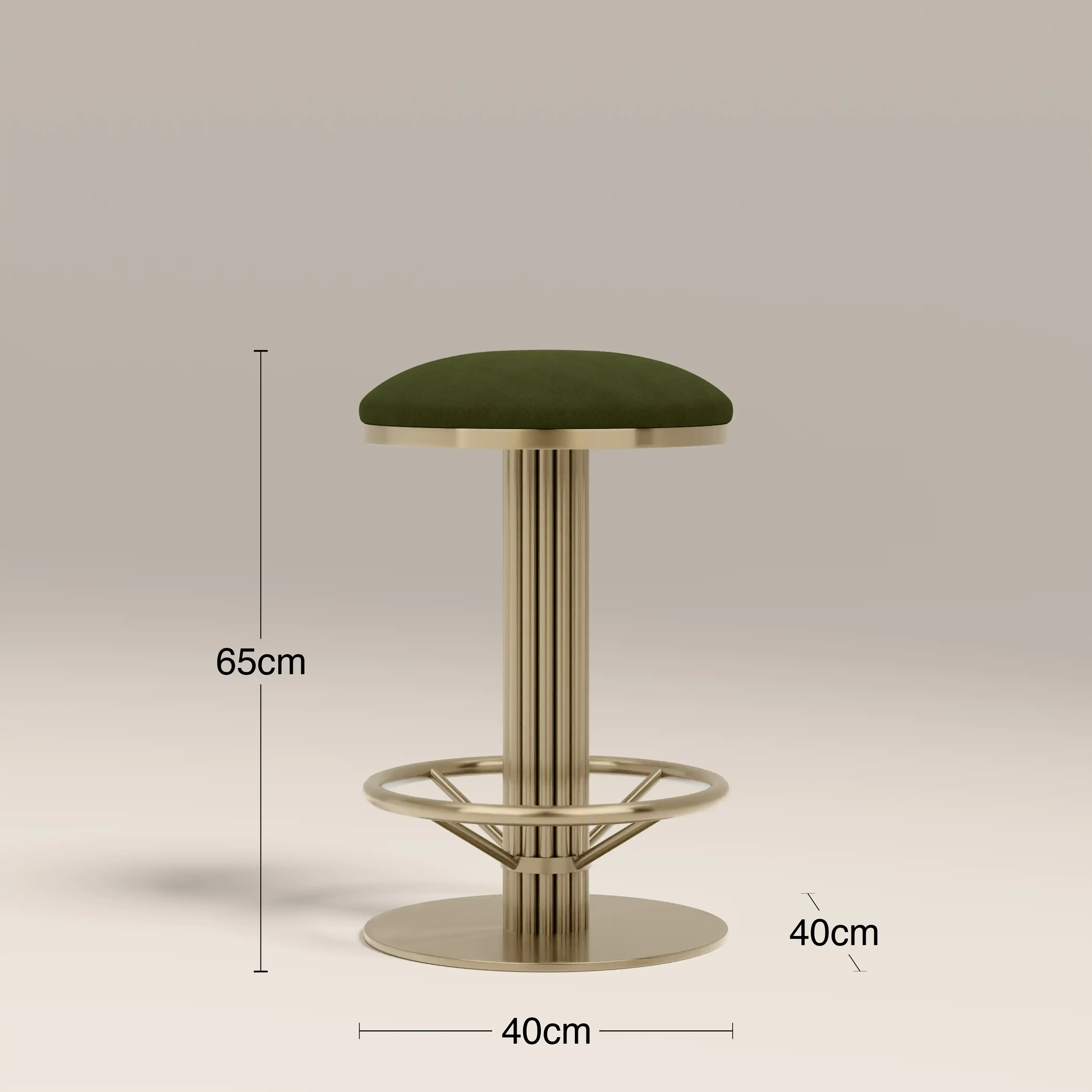 Rafferty Swivel Kitchen Stool | Olive Green Sustainable Velvet & Brass - Image 3