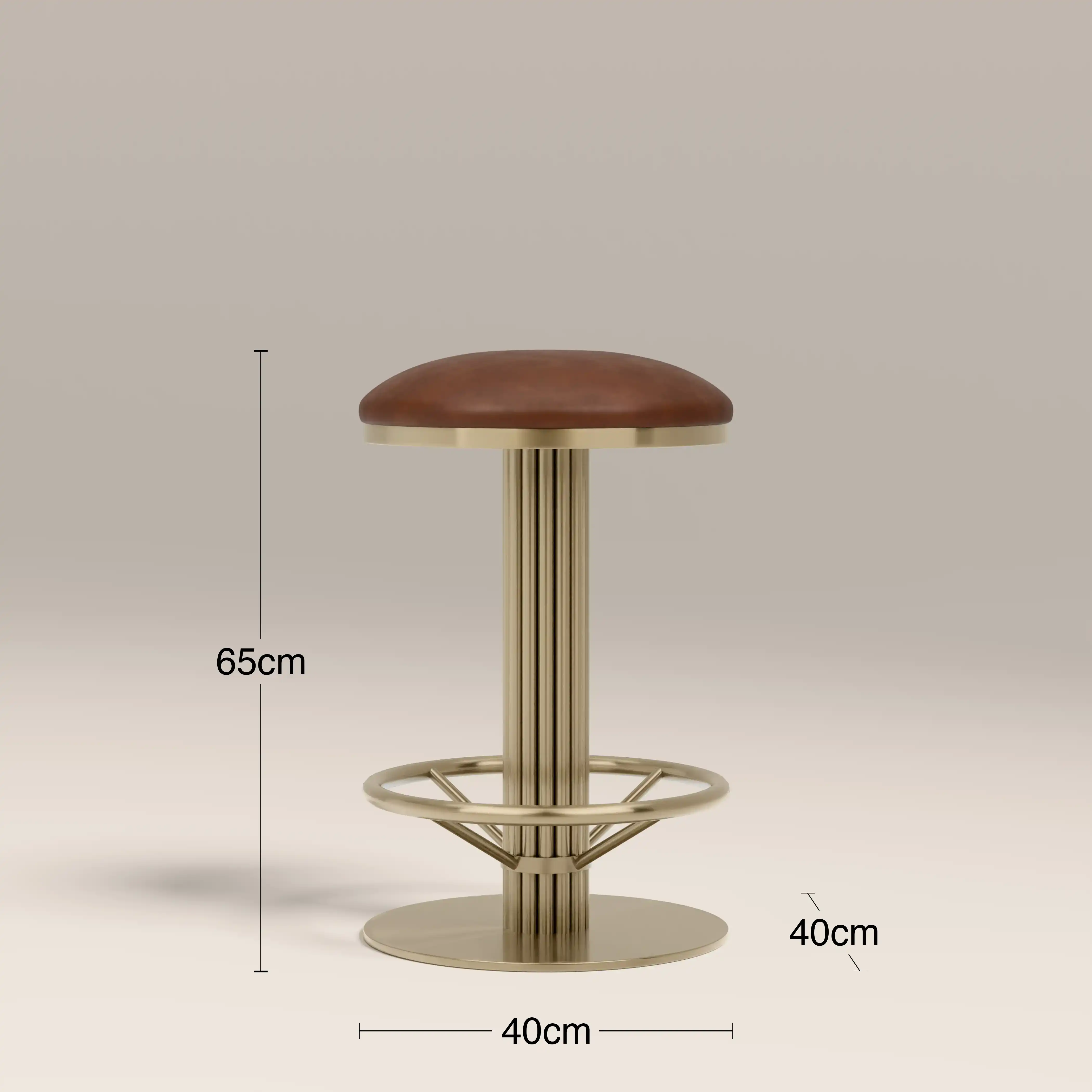 Rafferty Swivel Kitchen Stool | Vintage Tan Faux Leather & Brass - Image 4