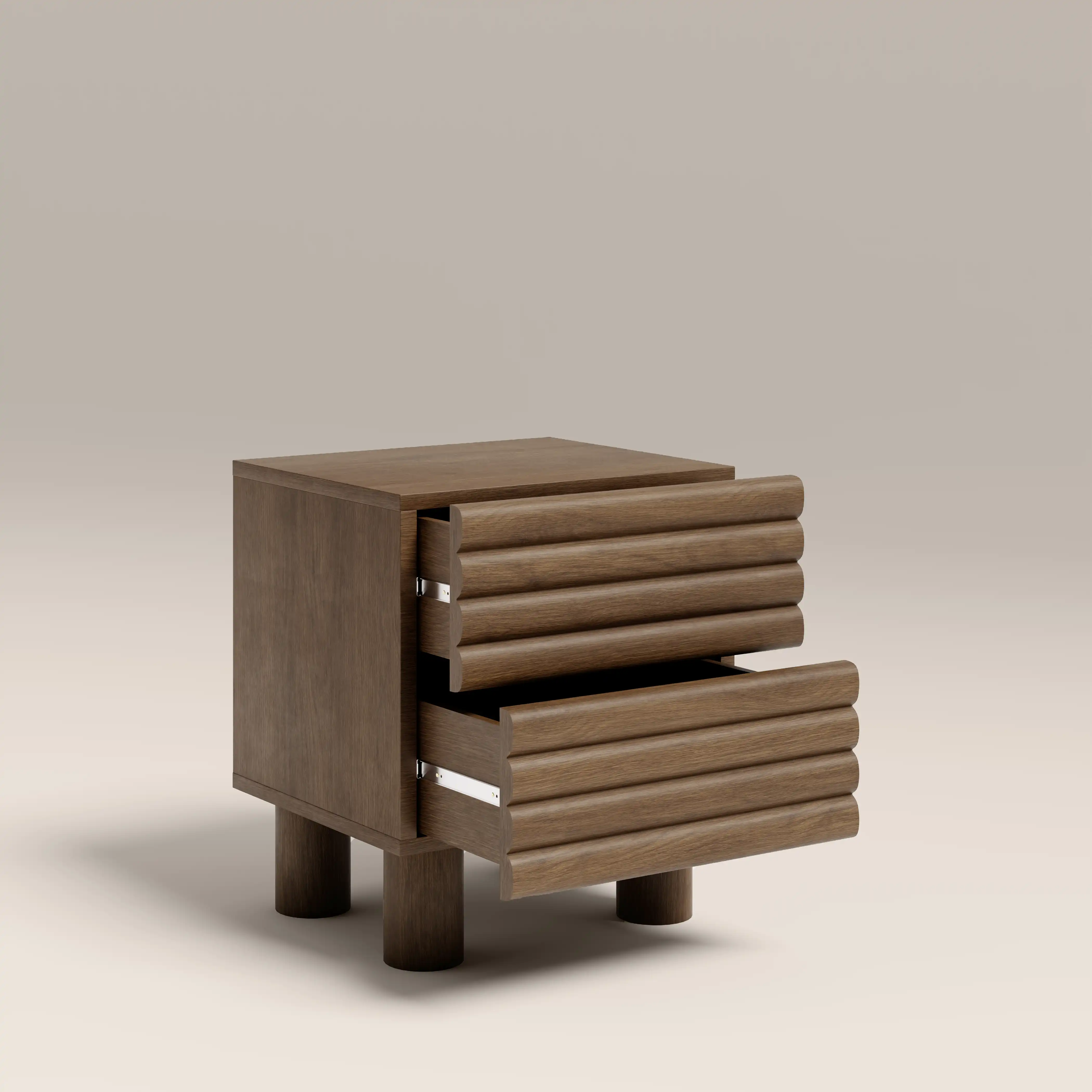 Raphael 2 Drawer Wooden Bedside Table | Walnut - Image 4