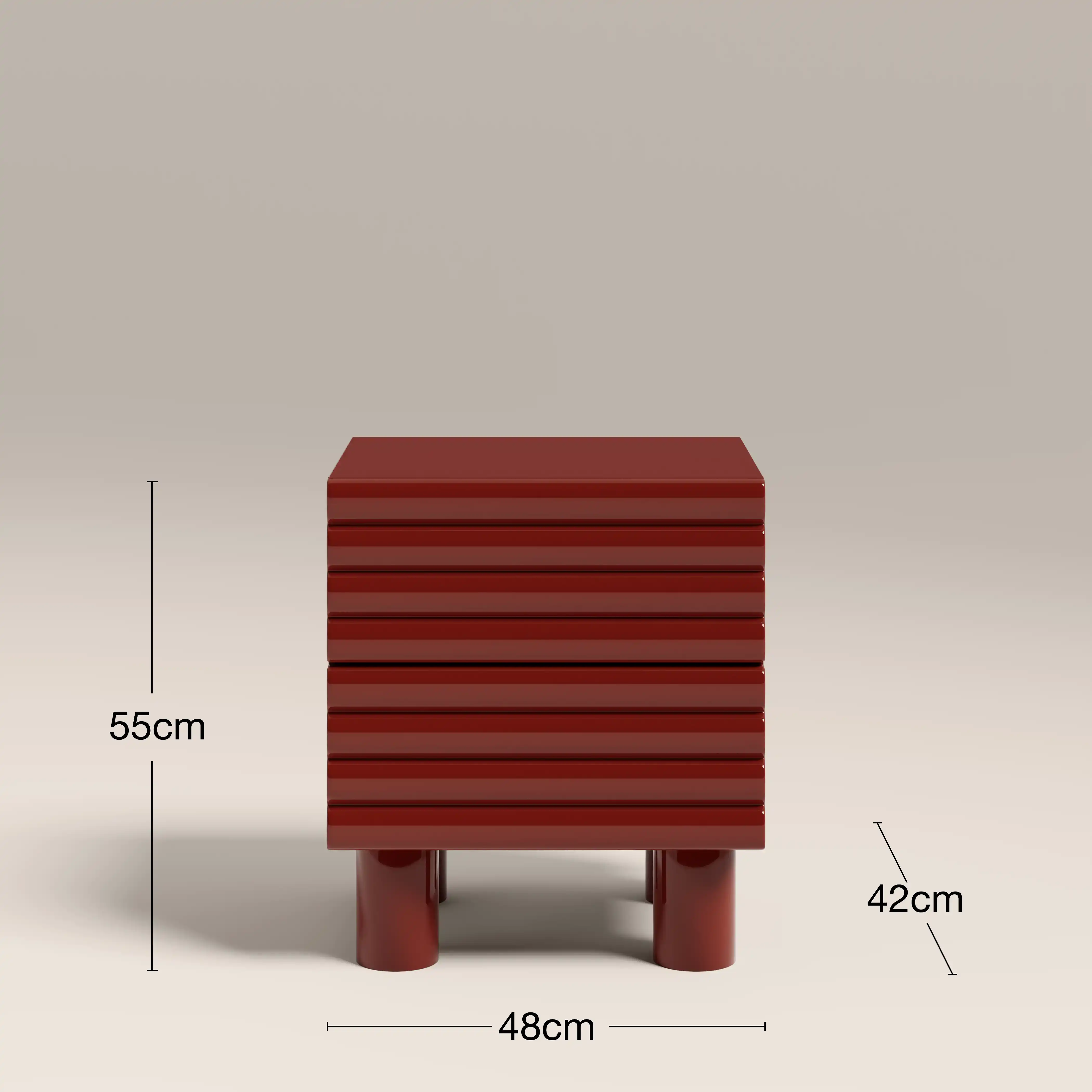 Raphael 2 Drawer Bedside Table | High Gloss Burgundy - Image 6