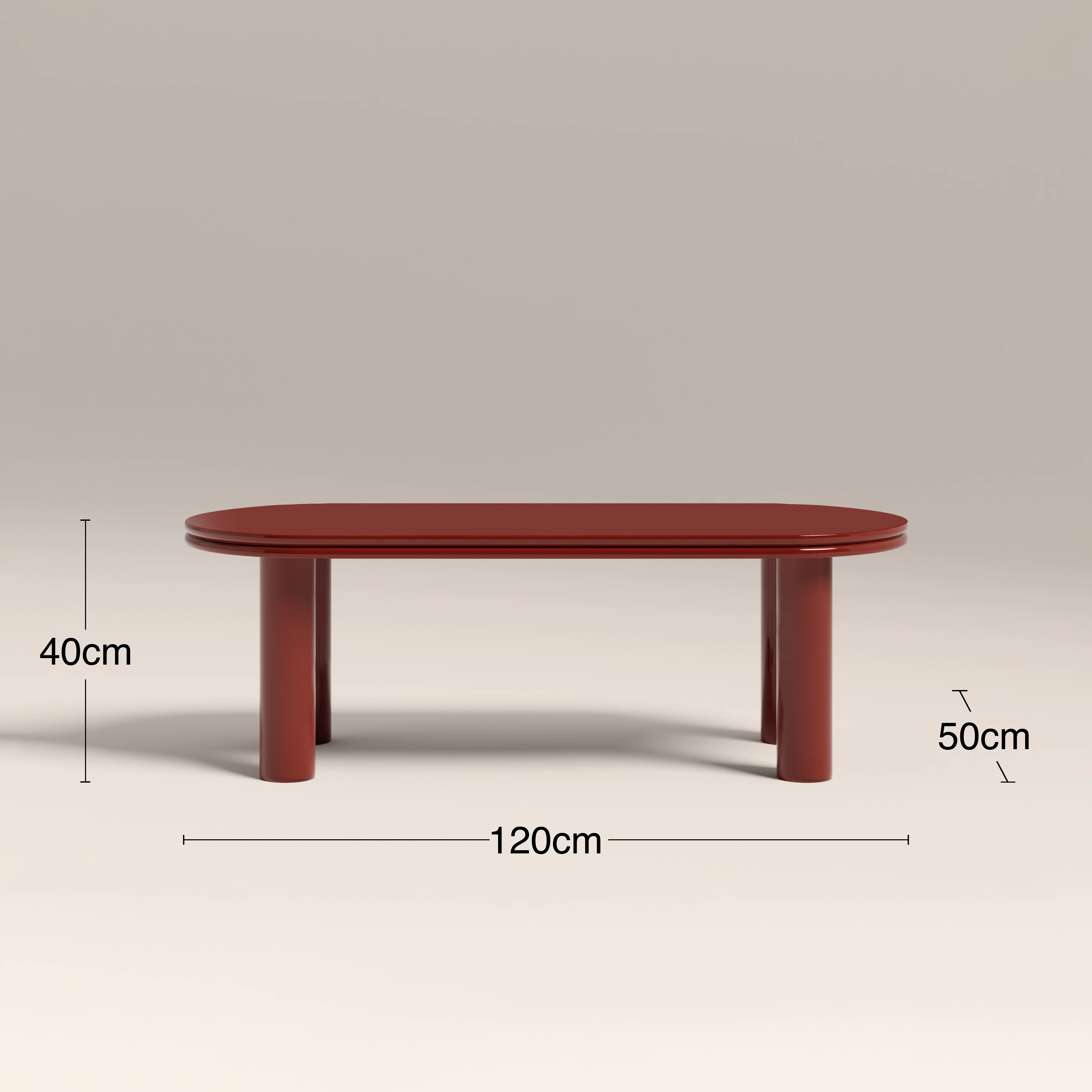 Raphael Oval Coffee Table | High Gloss Burgundy - Image 3