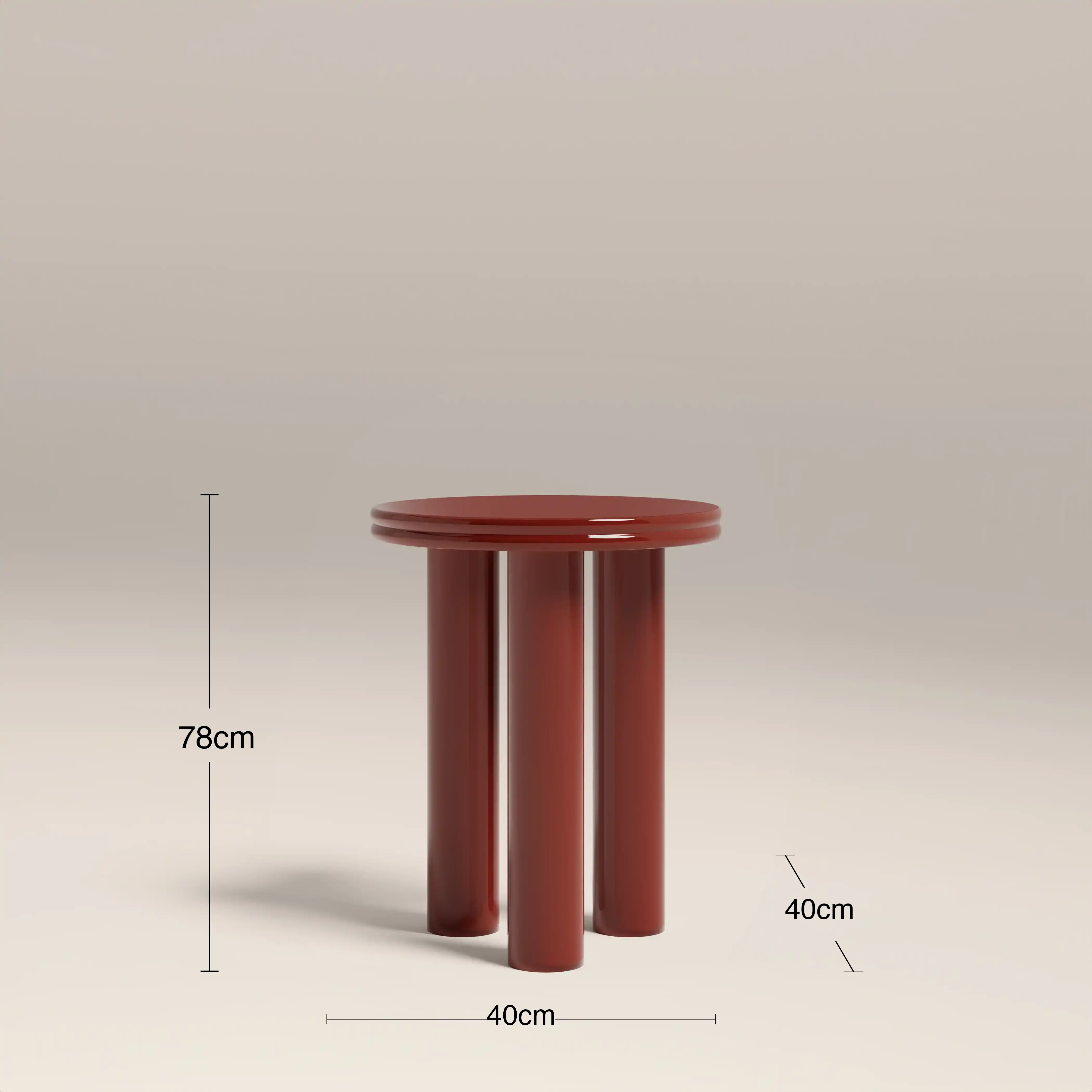 Raphael Round Side Table | High Gloss Burgundy - Image 3