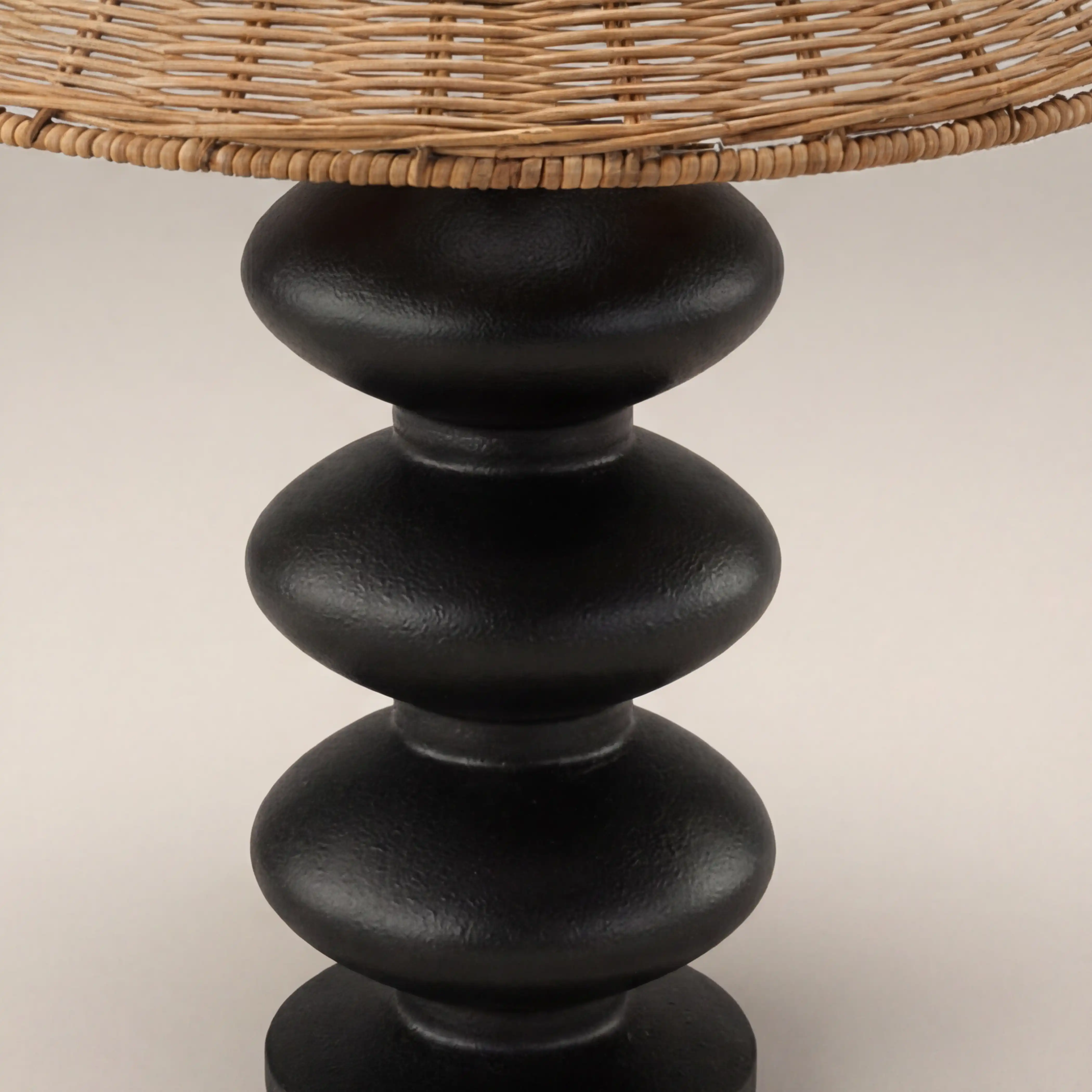 Reagan Table Lamp | Natural Rattan & Black - Image 4