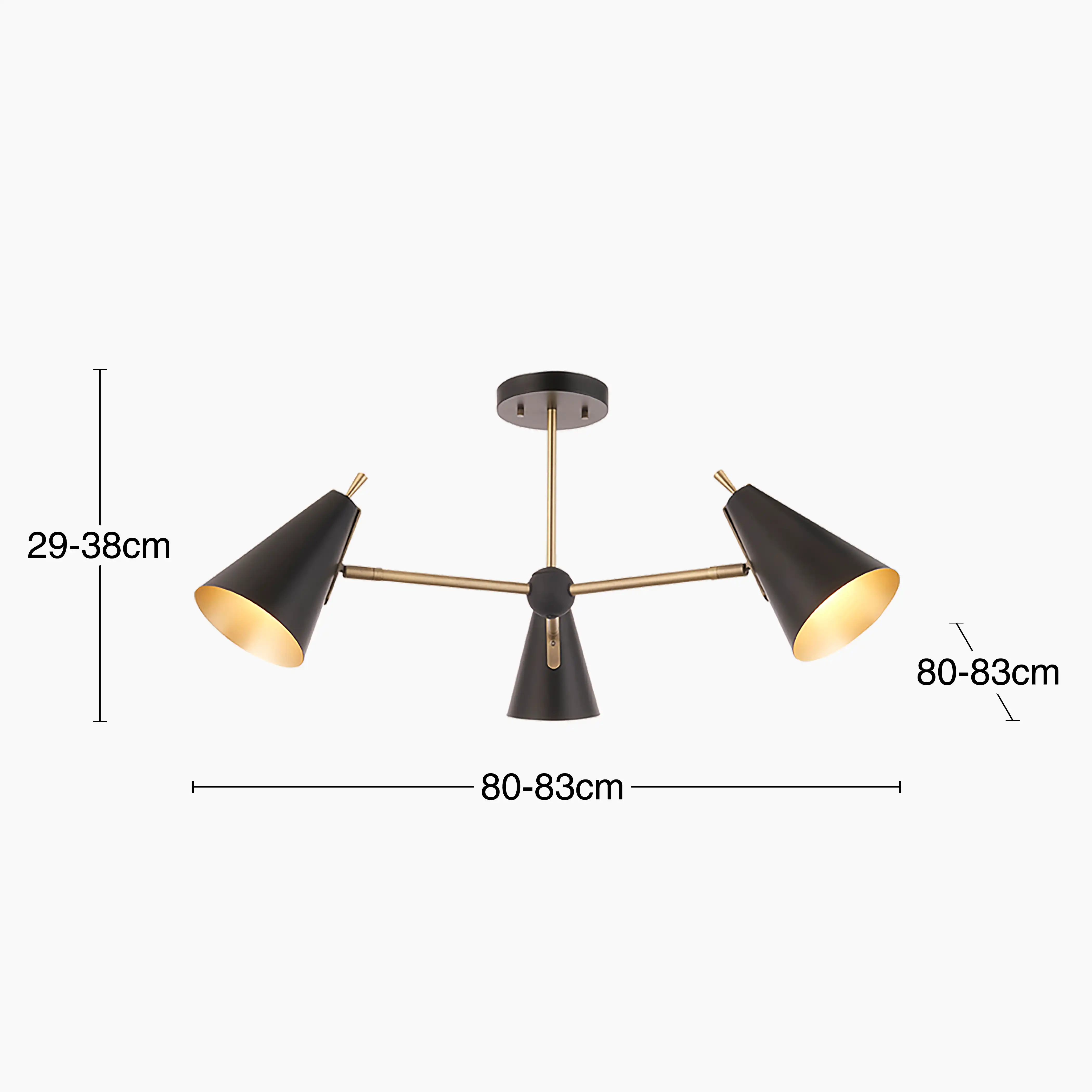 Reece 3 Light Flush Ceiling Light | Black - Image 4