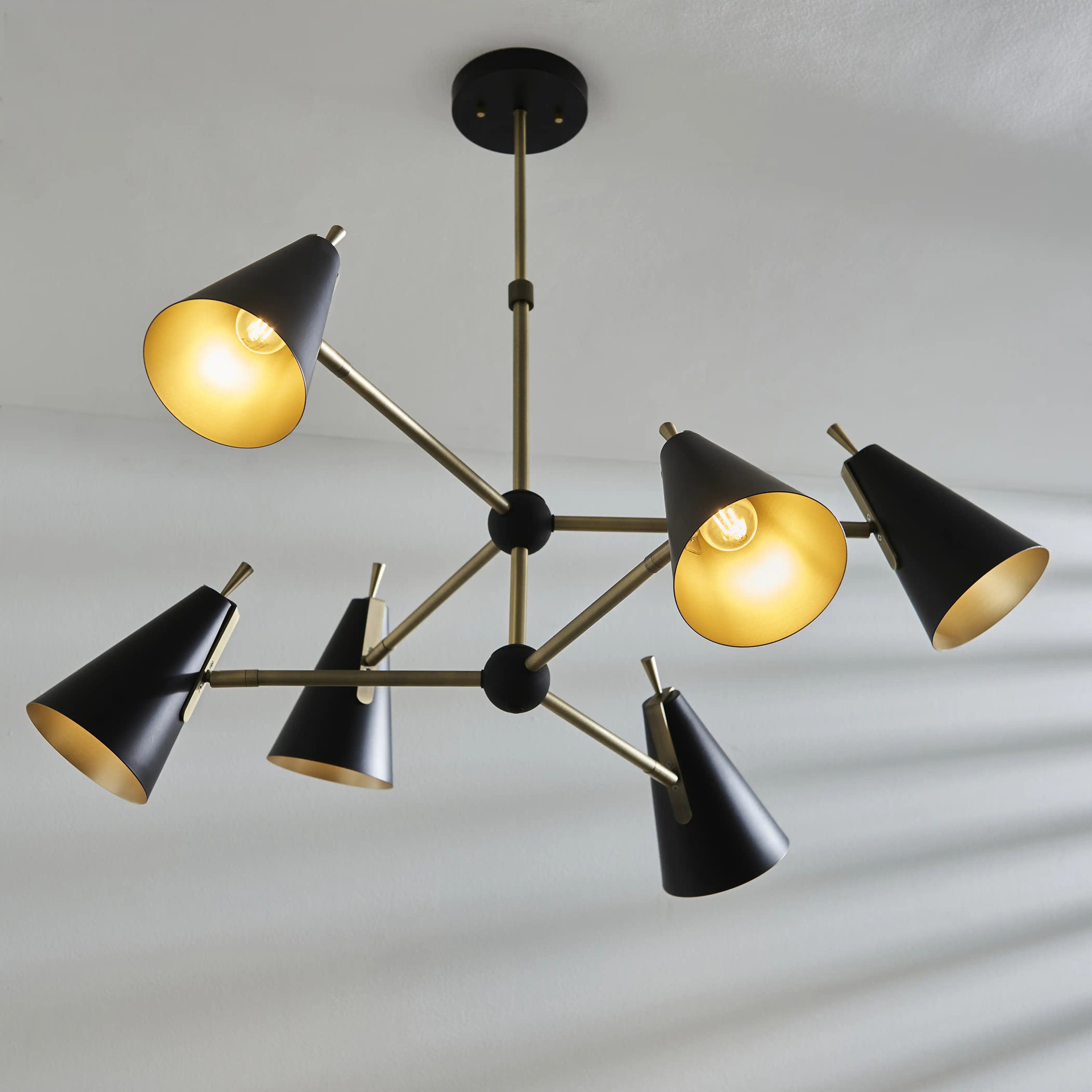 Reece 6 Light Pendant Light | Brass & Black - Image 4