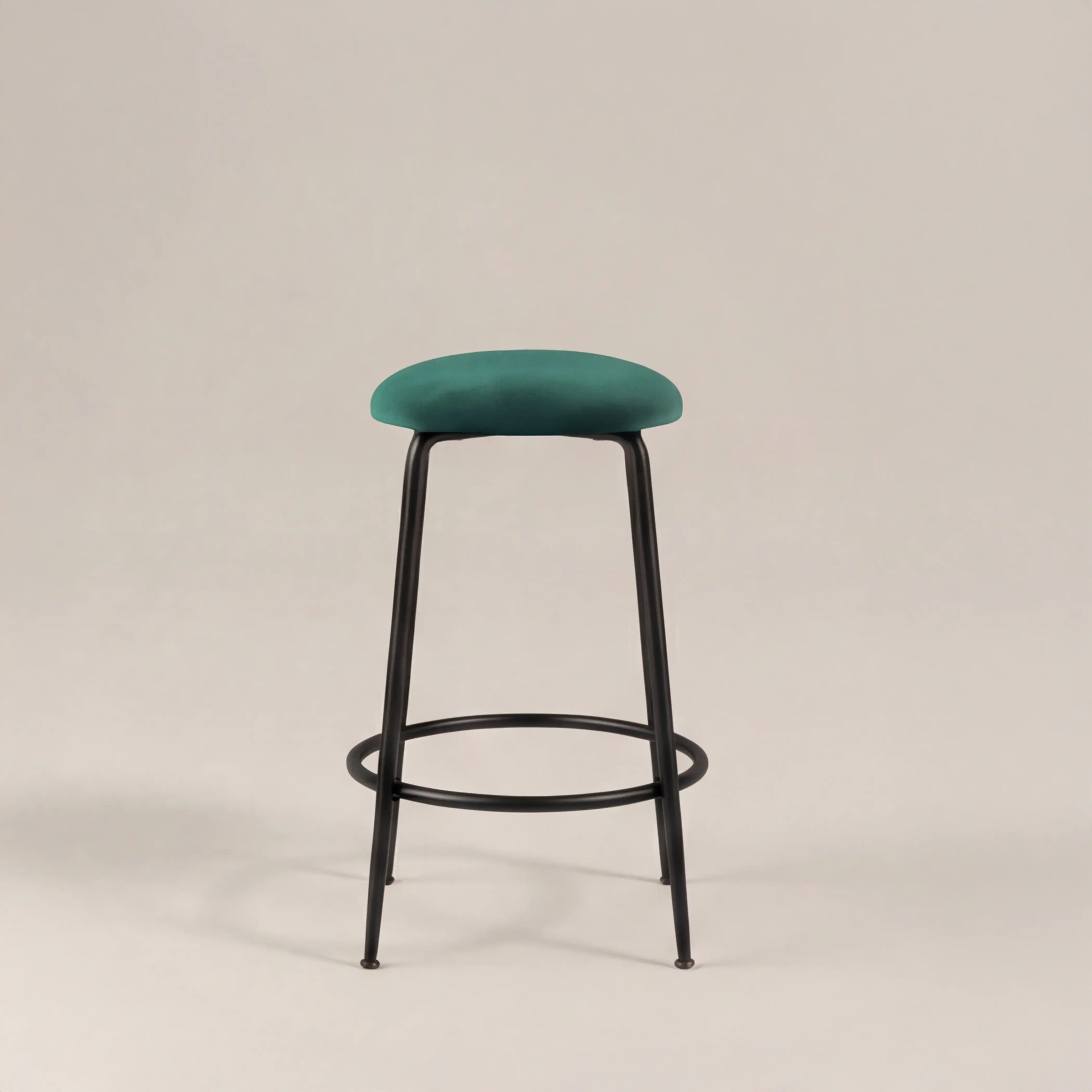 Regent Kitchen Stool | Teal Sustainable Velvet & Black - Image 5