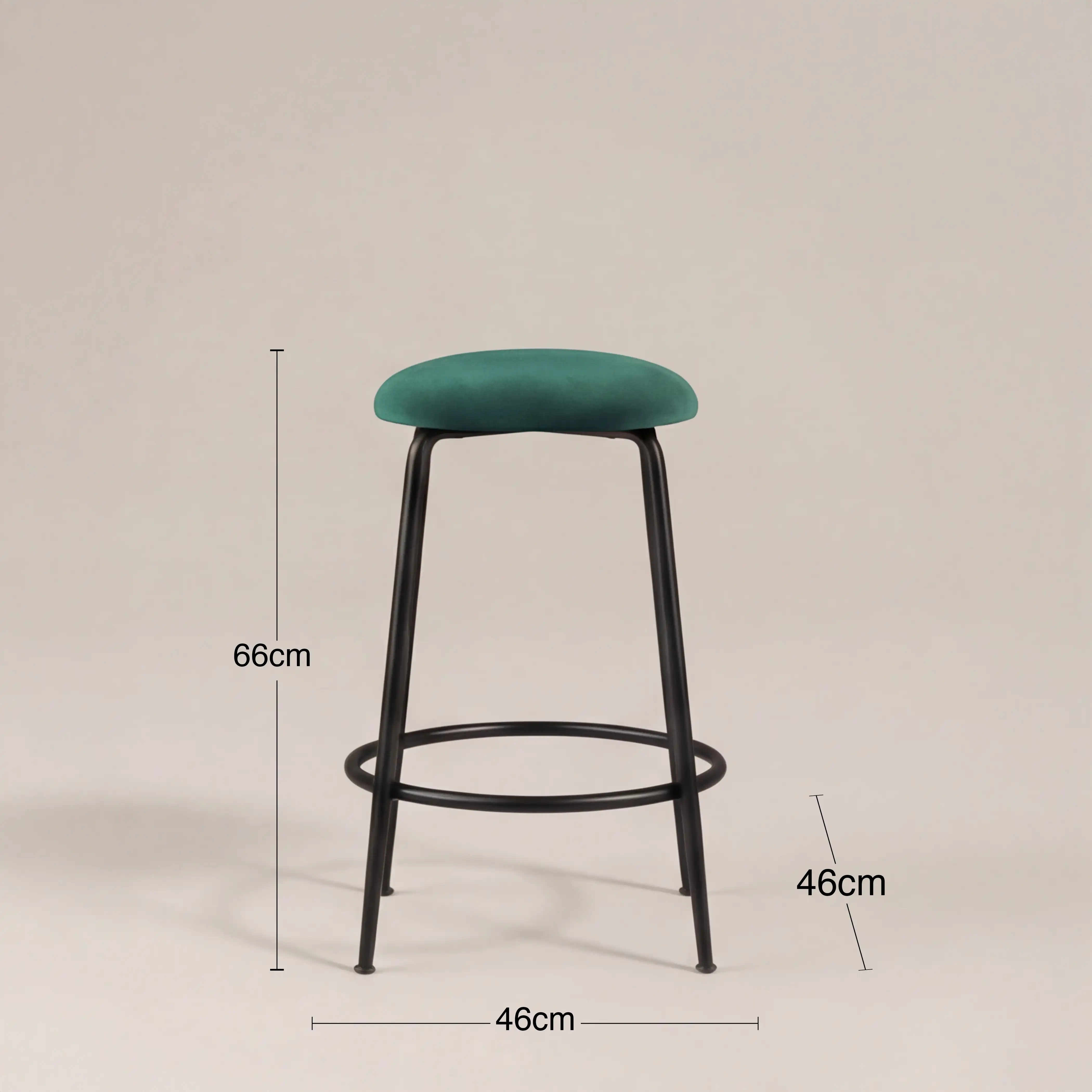 Regent Kitchen Stool | Teal Sustainable Velvet & Black - Image 6