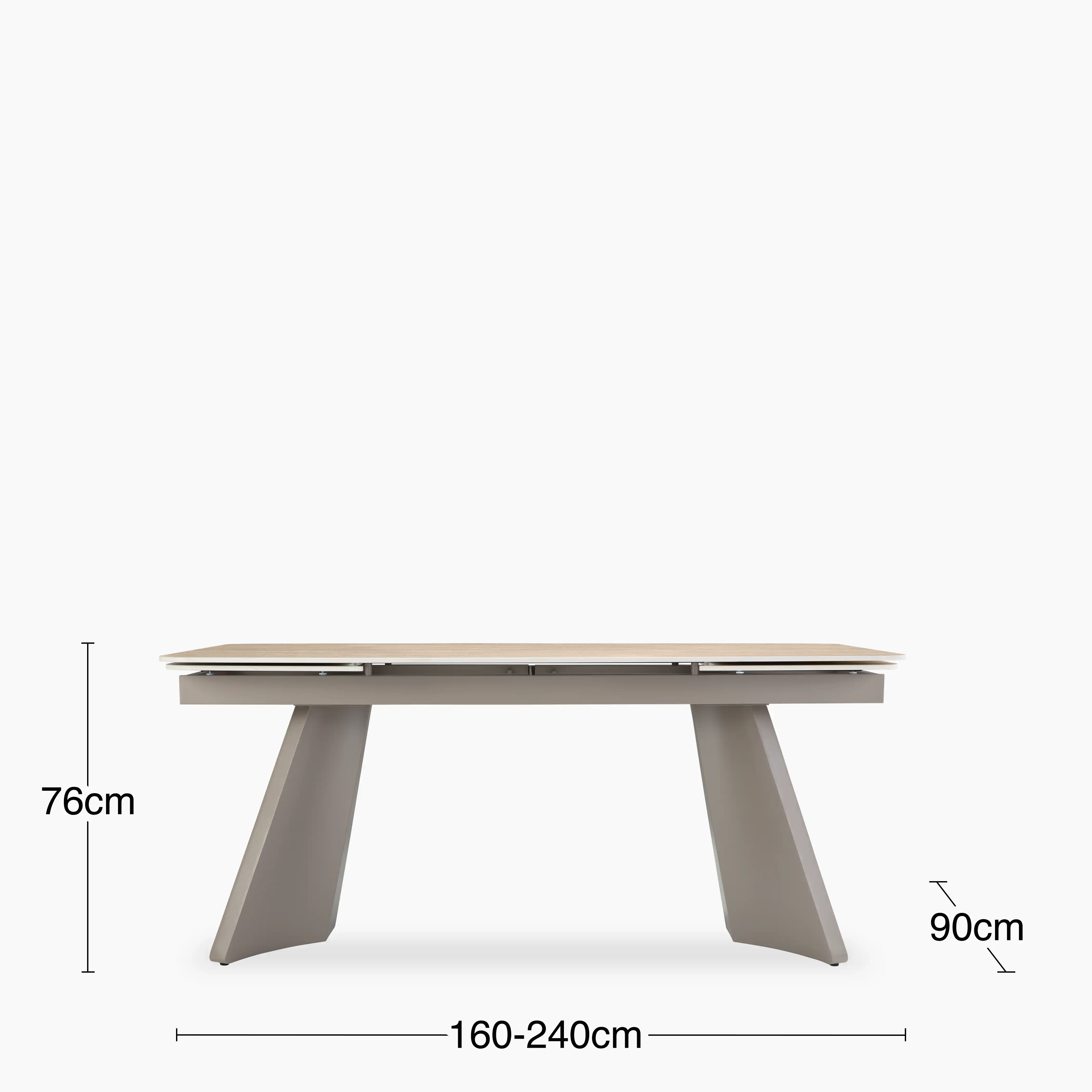 Renzo 6-10 Seat Rectangle Extendable Dining Table | Natural Travertine Effect Sintered Stone & Brown - Image 8