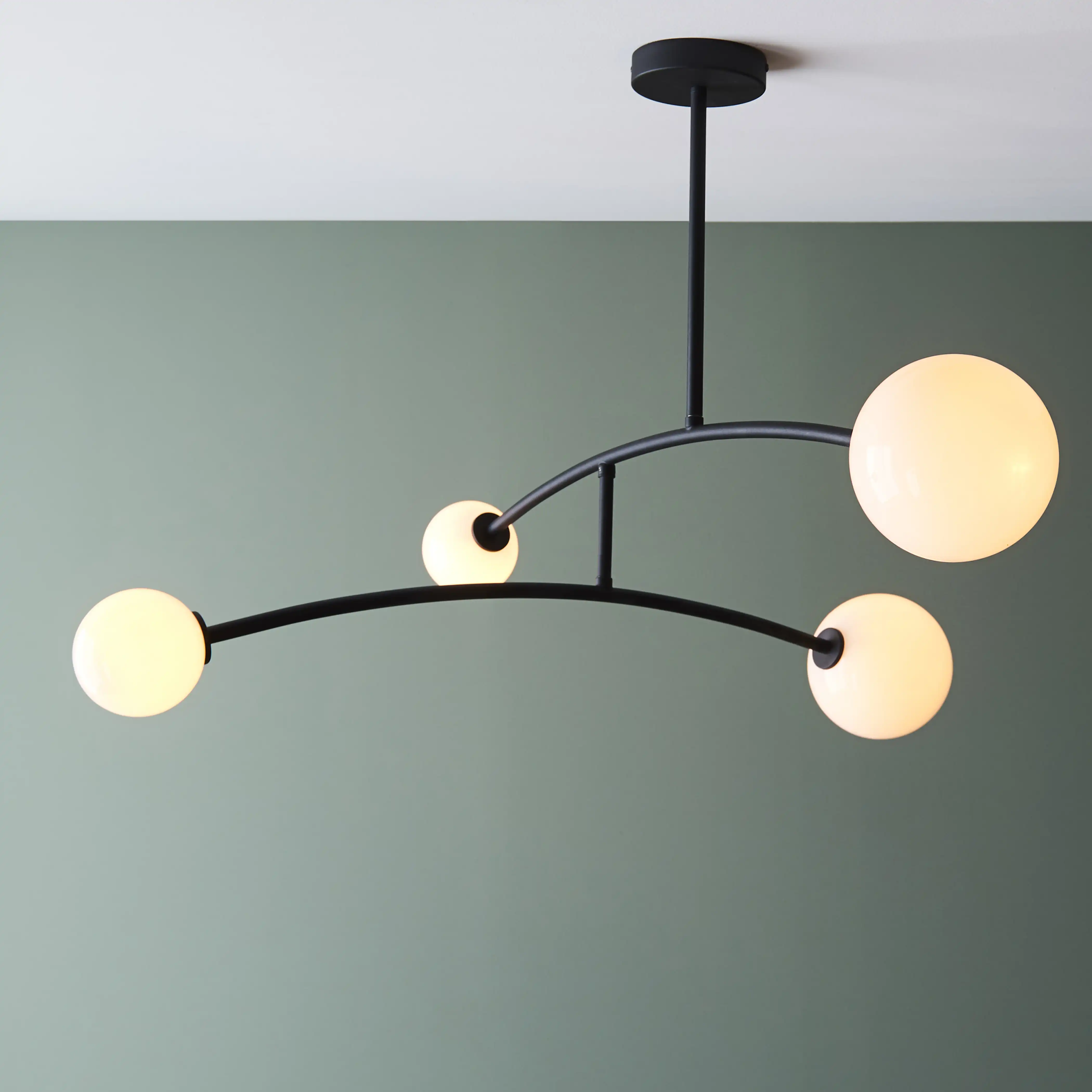 Rica 4 Light Pendant Light | Opal & Matte Black - Image 3