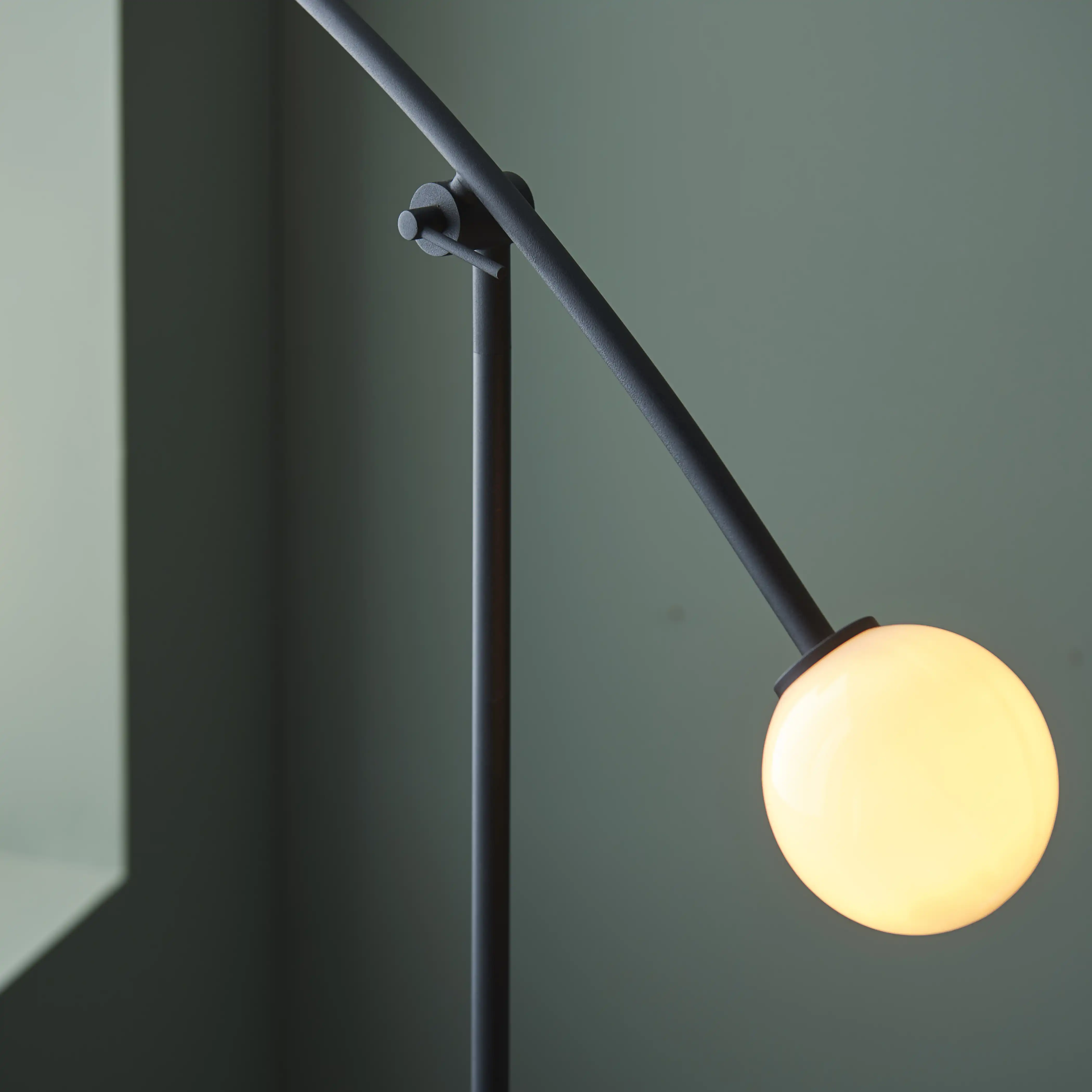 Rica Arched Floor Lamp | Opal & Matte Black - Image 6