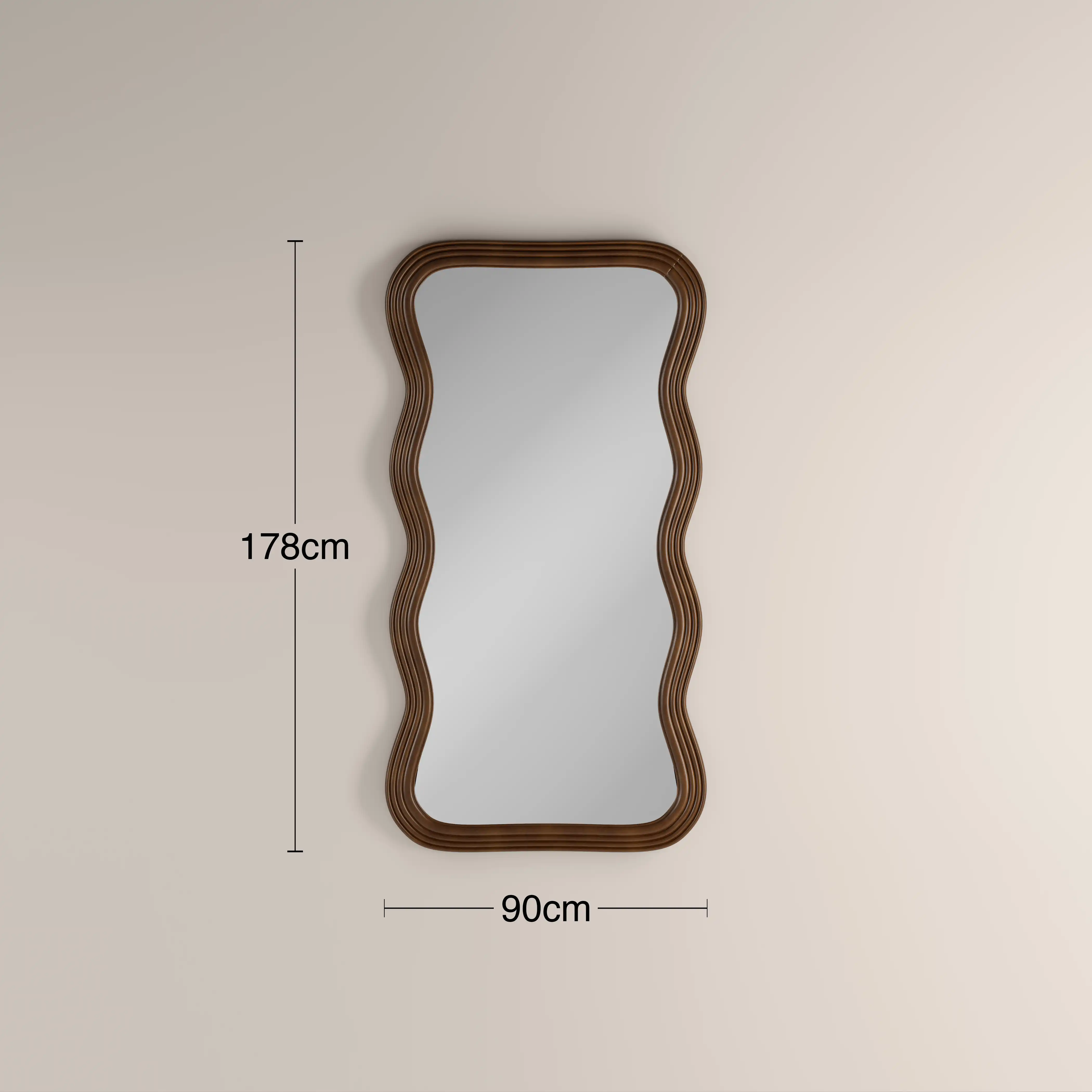 Ridley Wavy Full Length Mirror, 178 x 90 cm | Walnut - Image 3