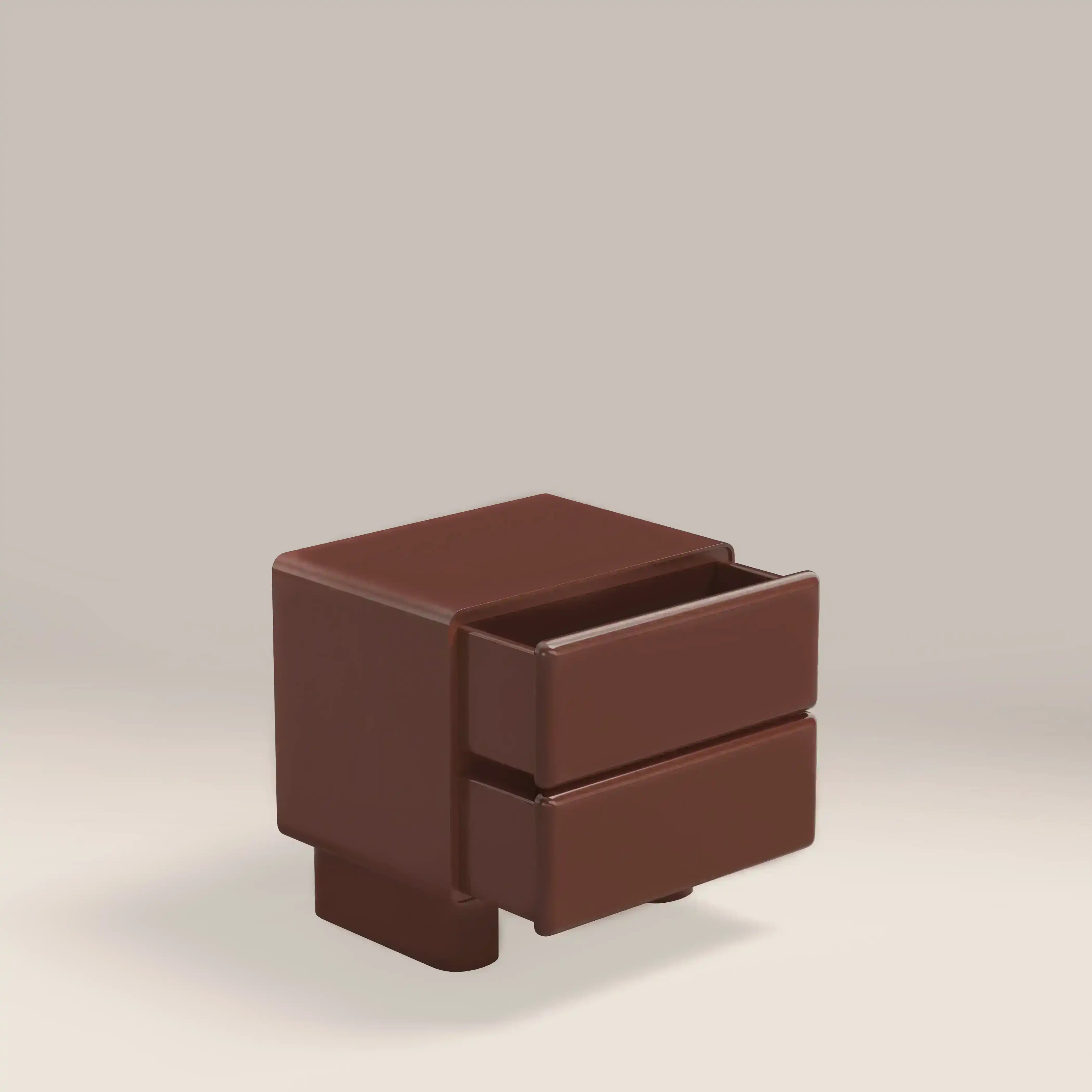 Roanne 2 Drawer Bedside Table | High Gloss Burgundy - Image 3