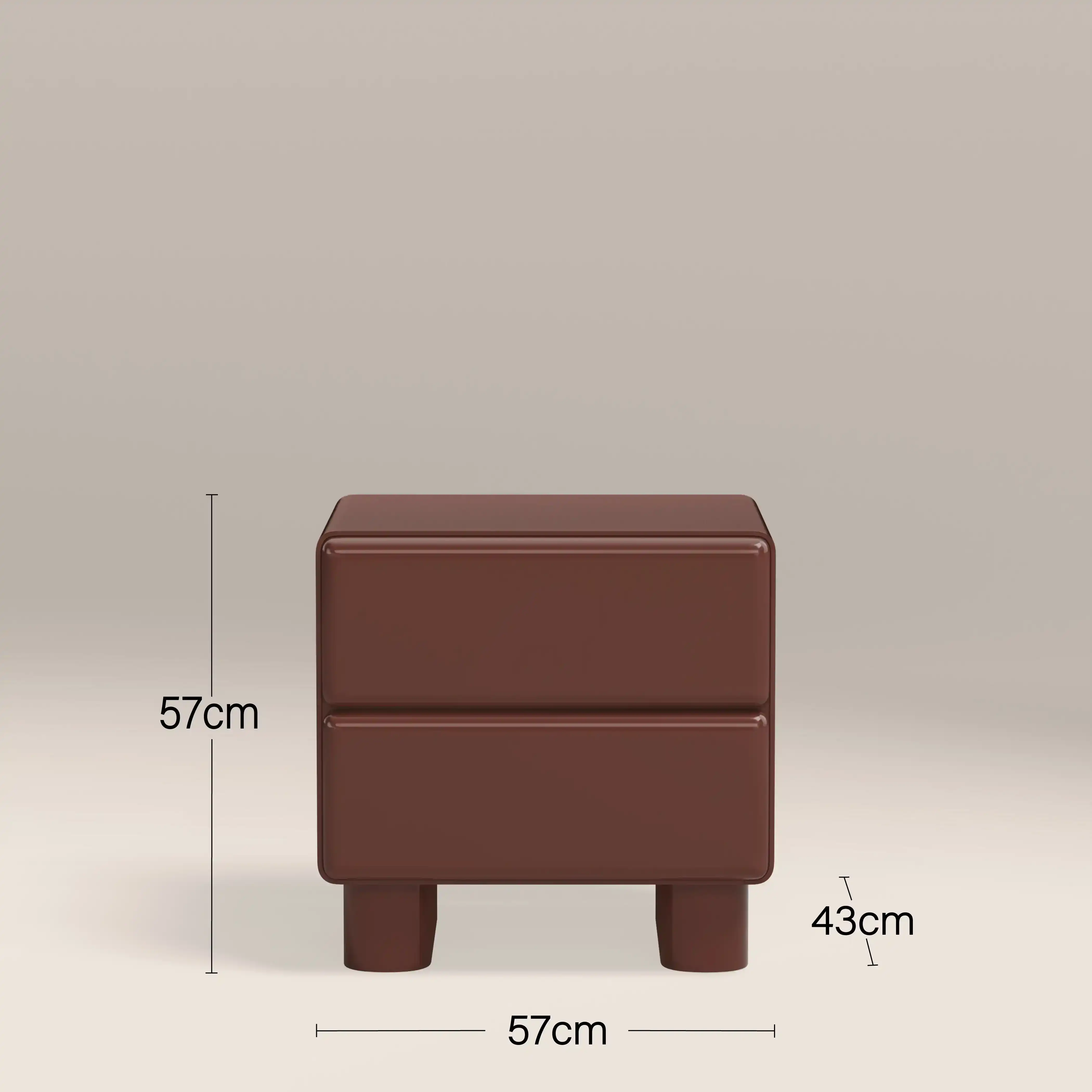Roanne 2 Drawer Bedside Table | High Gloss Burgundy - Image 5