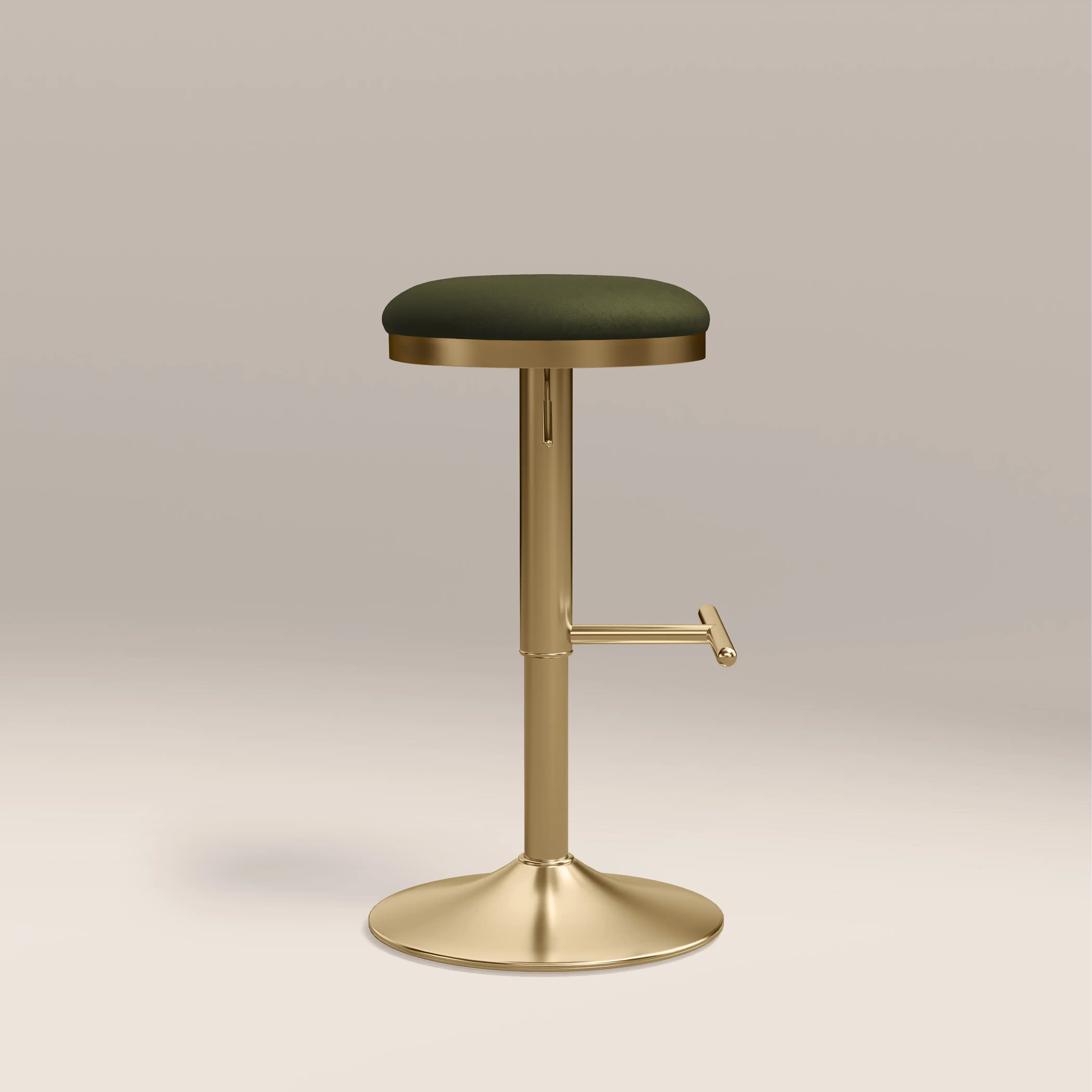 Romy Adjustable Stool | Olive Green Sustainable Velvet & Brass - Image 5