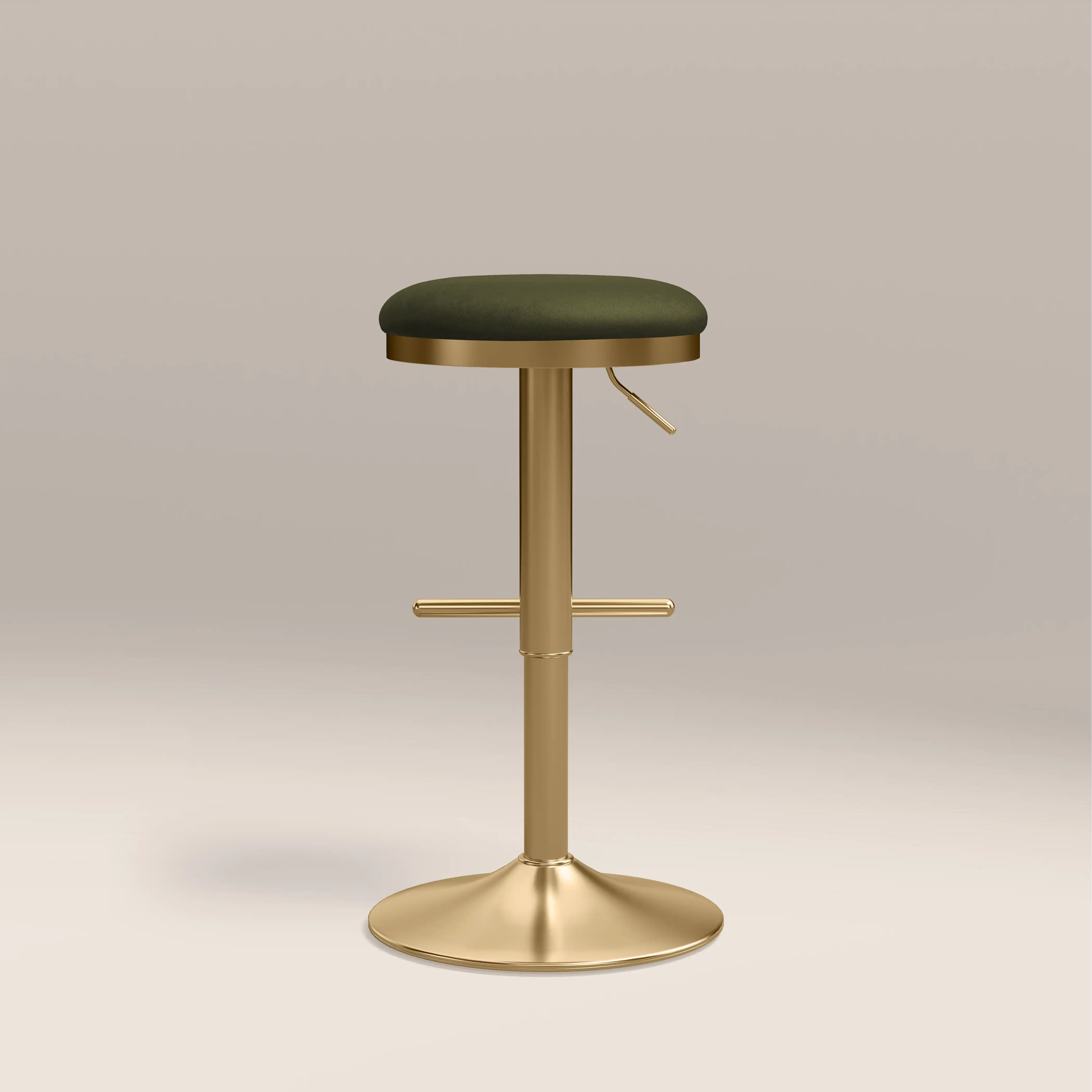 Romy Adjustable Stool | Olive Green Sustainable Velvet & Brass - Image 7