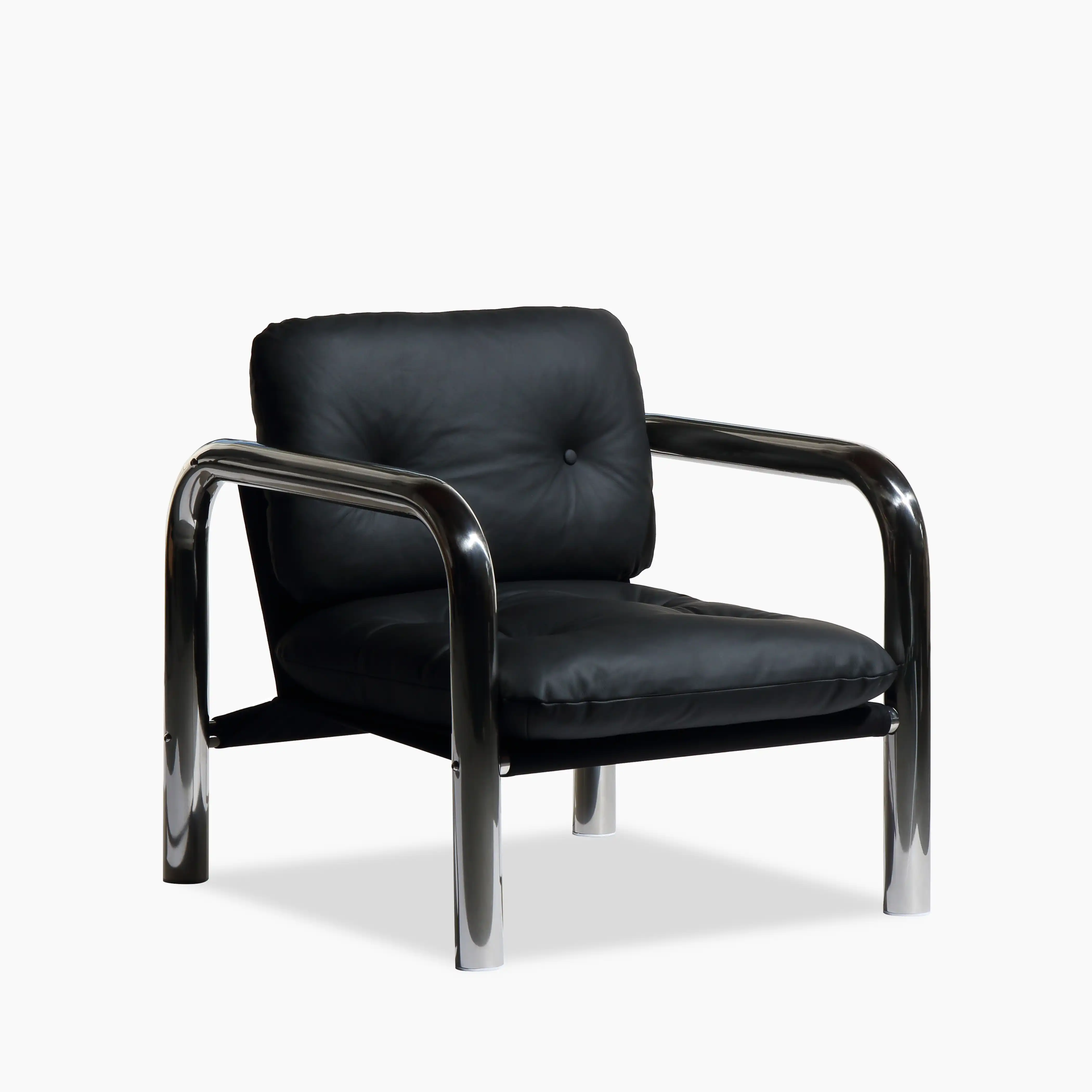 Rudolph Accent Chair | Black Leather & Chrome - Image 2