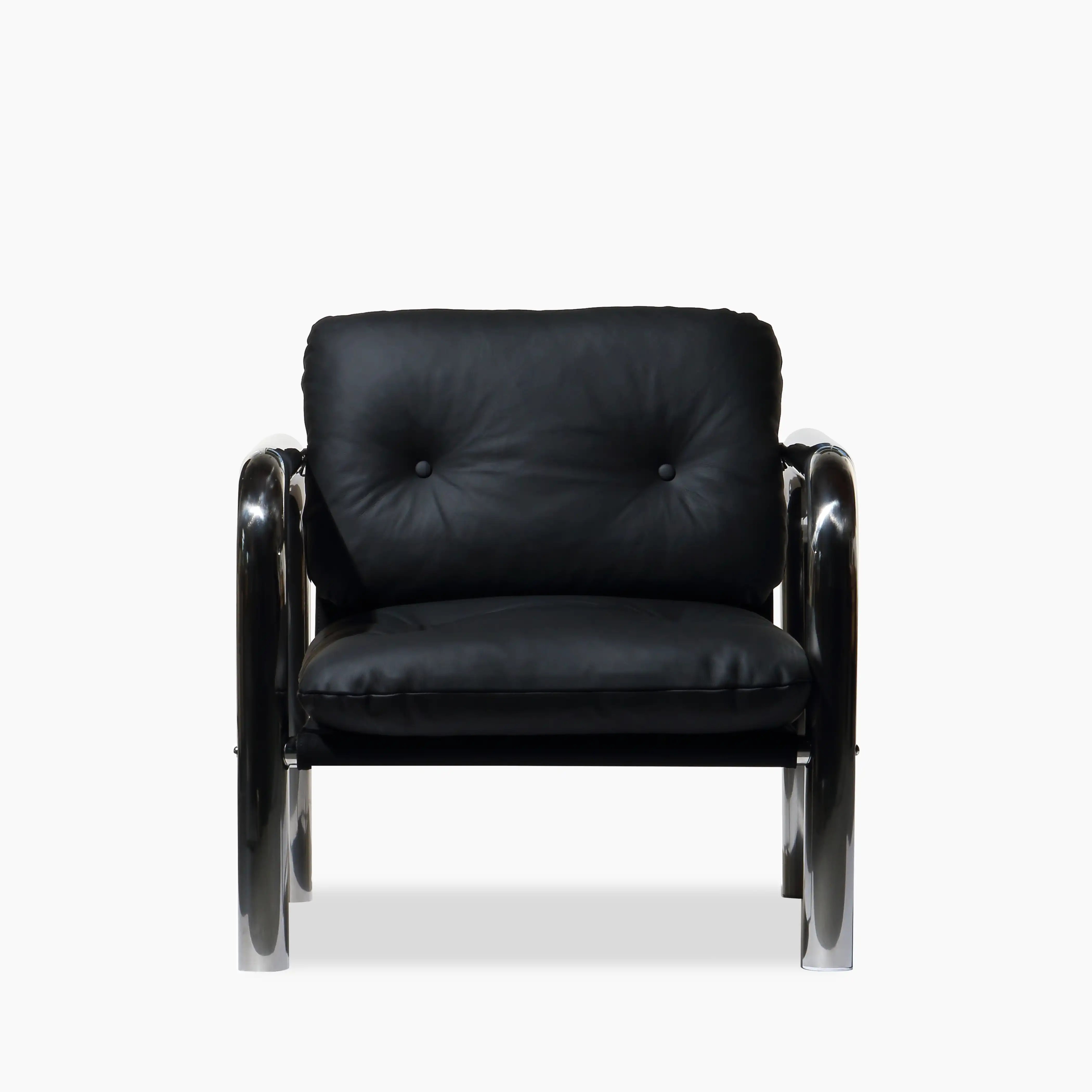 Rudolph Accent Chair | Black Leather & Chrome - Image 3
