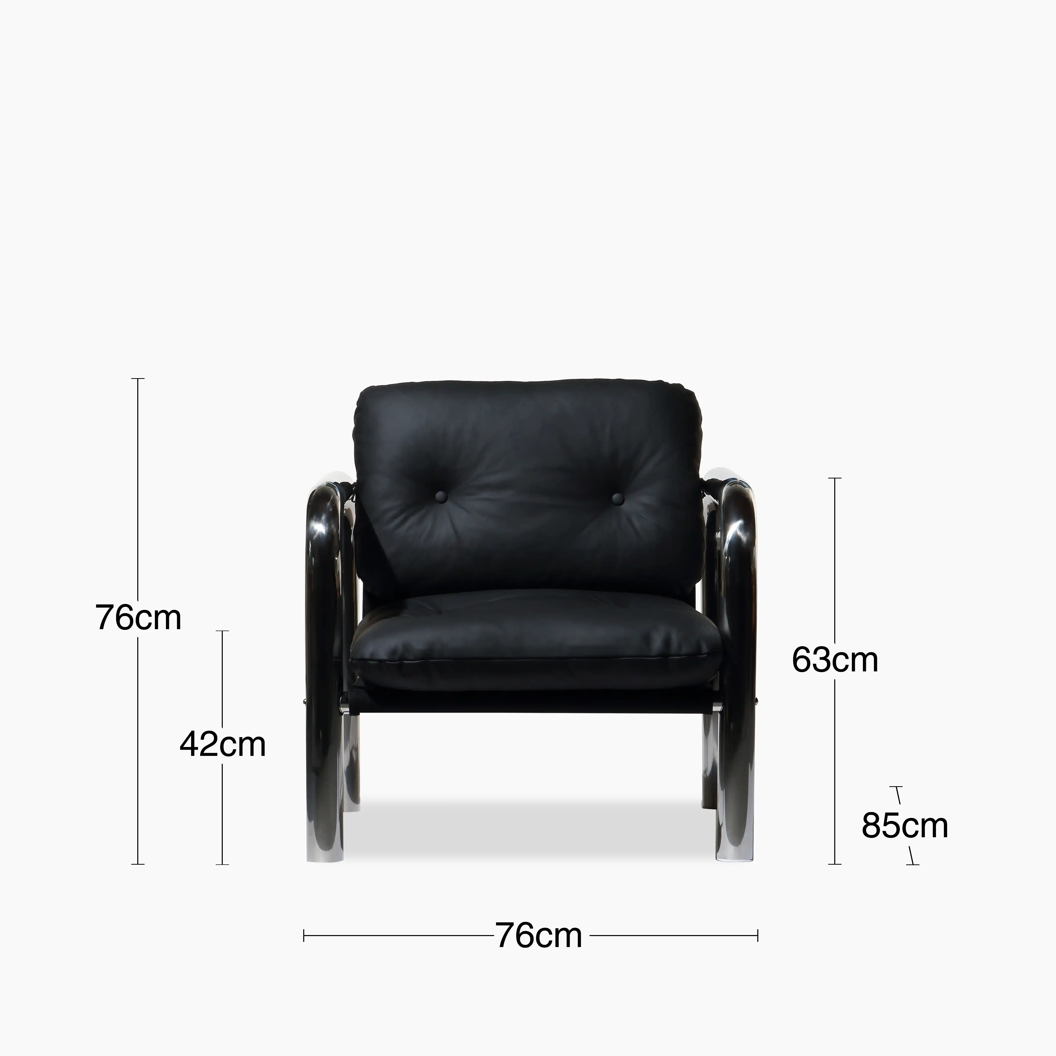 Rudolph Accent Chair | Black Leather & Chrome - Image 7