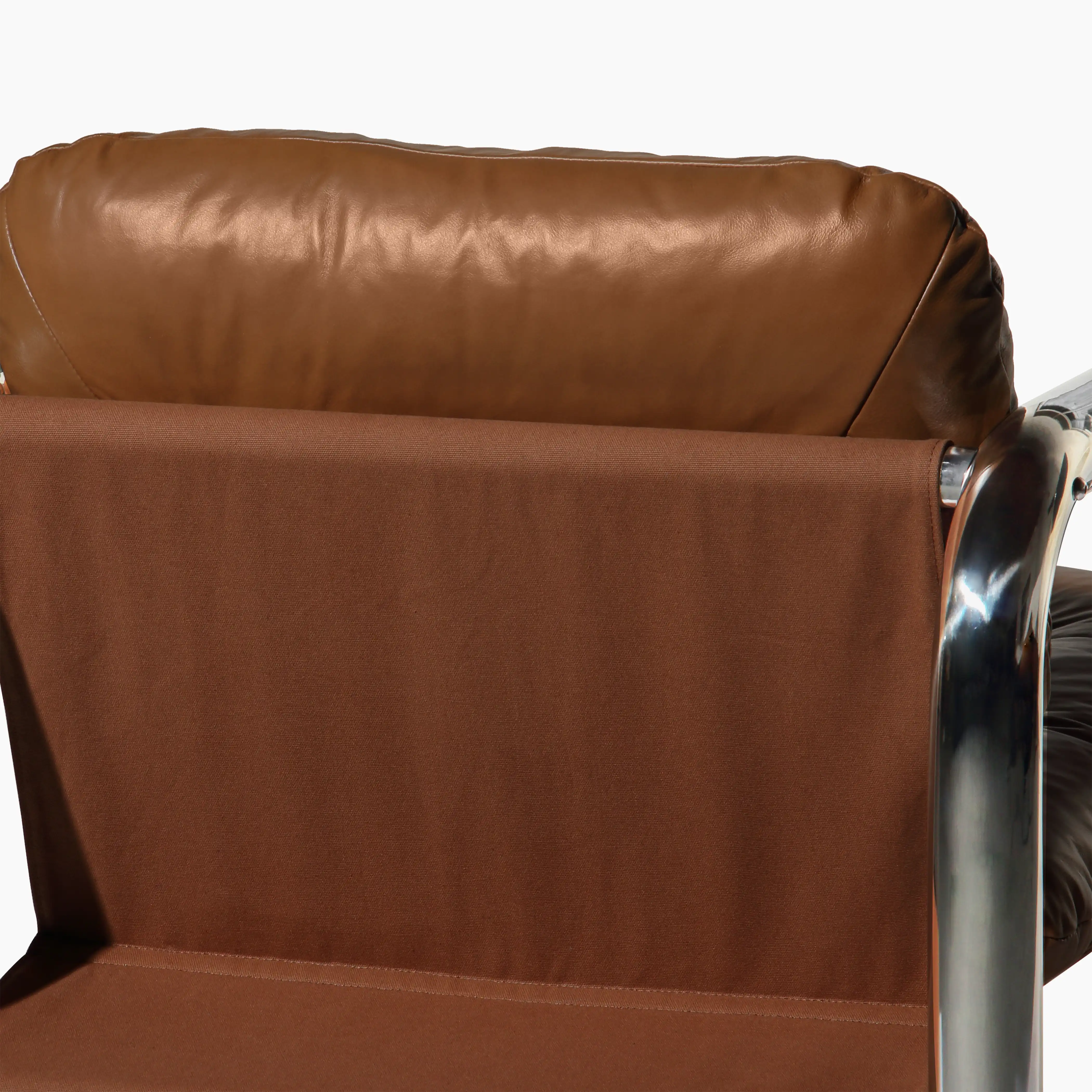 Rudolph Accent Chair | Tan Leather & Chrome - Image 6