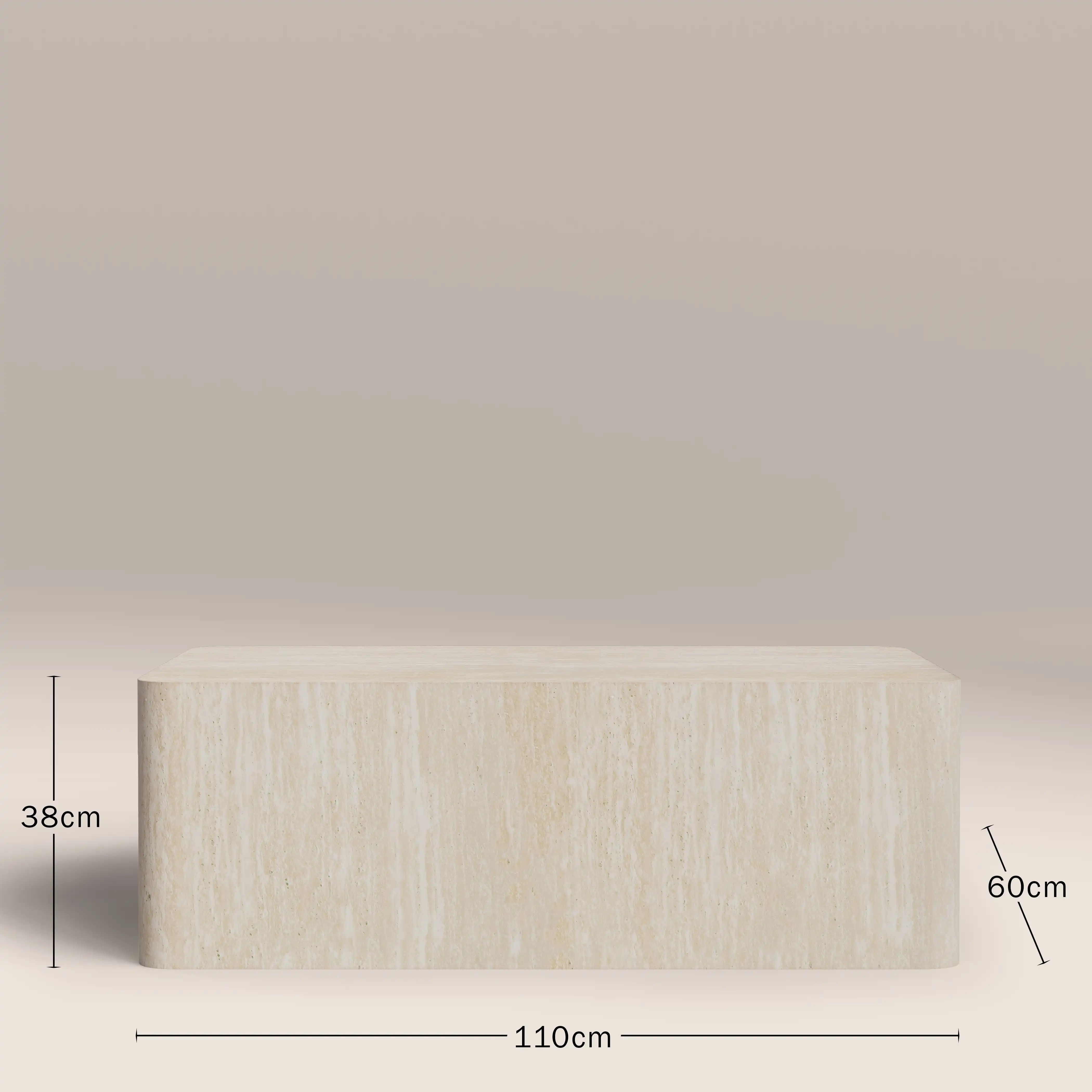 Sabel Rectangle Coffee Table | Natural Travertine Effect - Image 6