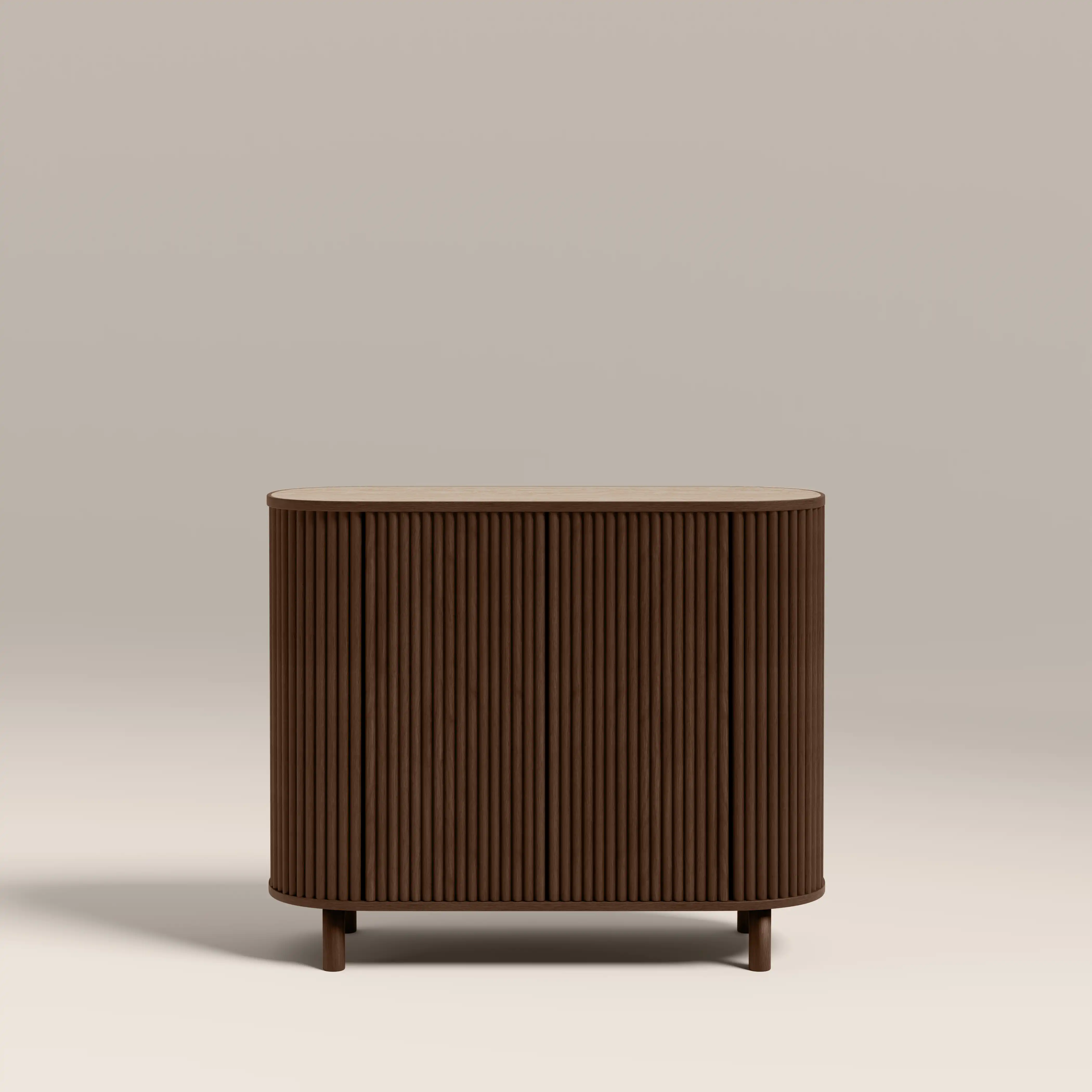 Santana Sideboard | Natural Travertine Effect Sintered Stone & Smoked Walnut