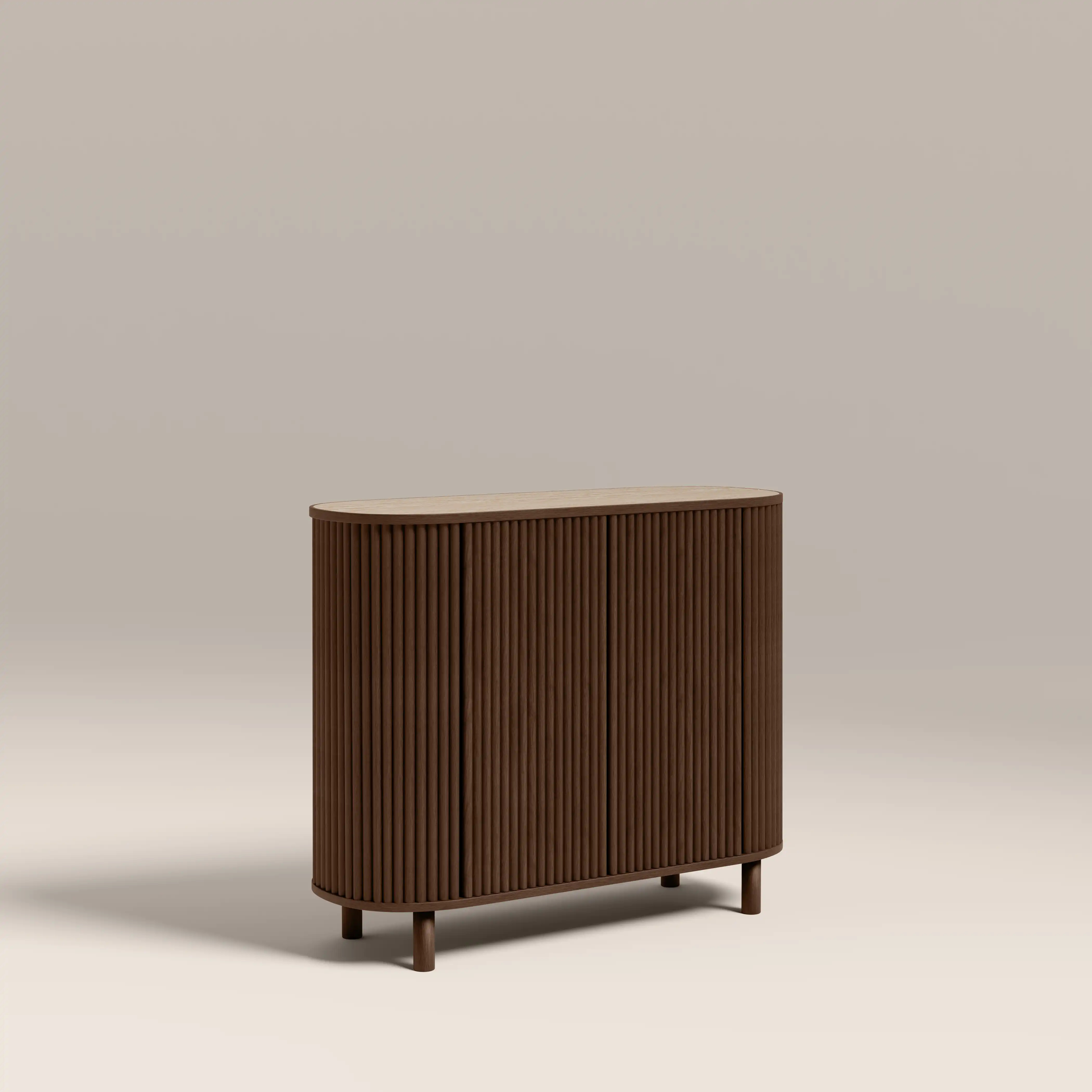 Santana Sideboard | Natural Travertine Effect Sintered Stone & Smoked Walnut - Image 4