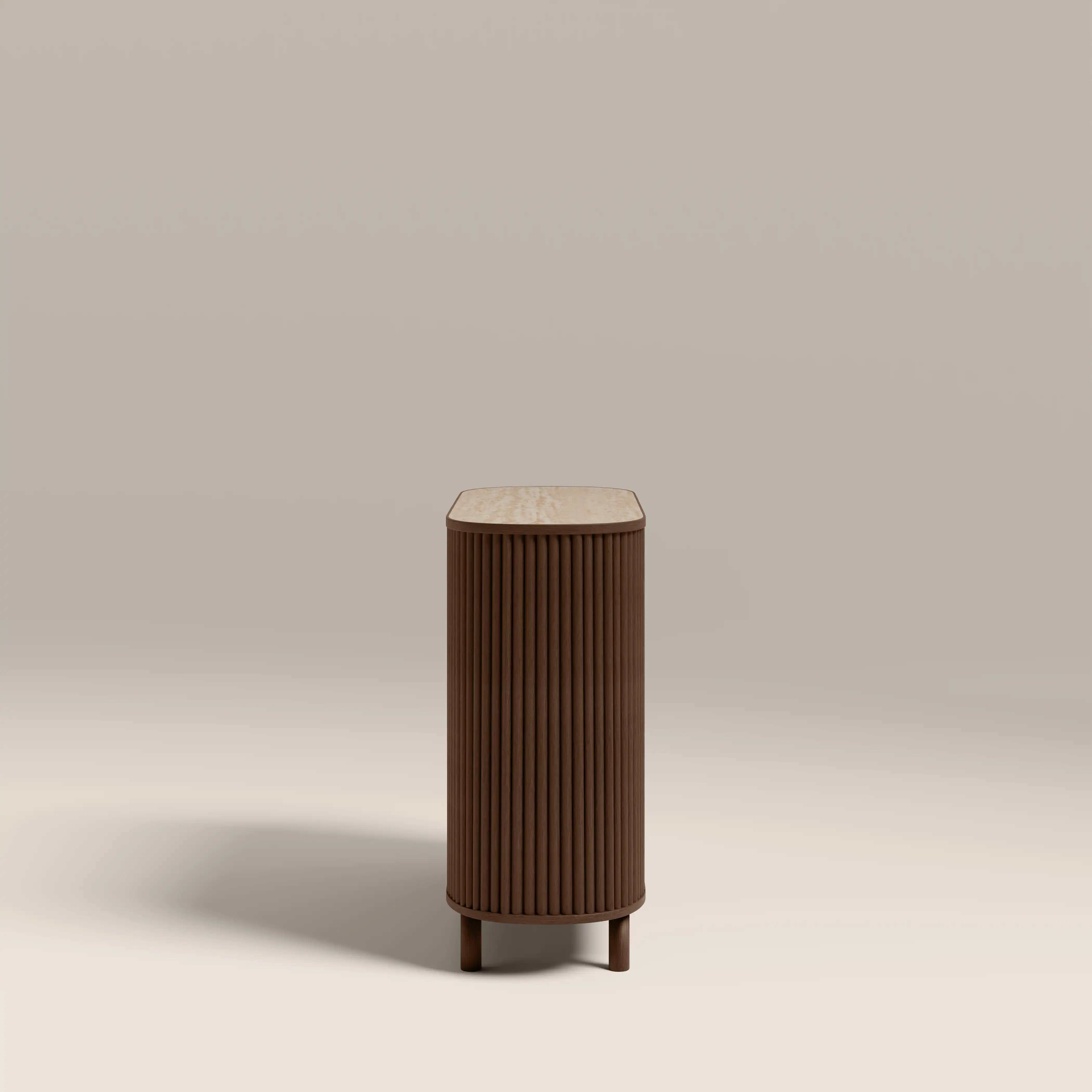 Santana Sideboard | Natural Travertine Effect Sintered Stone & Smoked Walnut - Image 7
