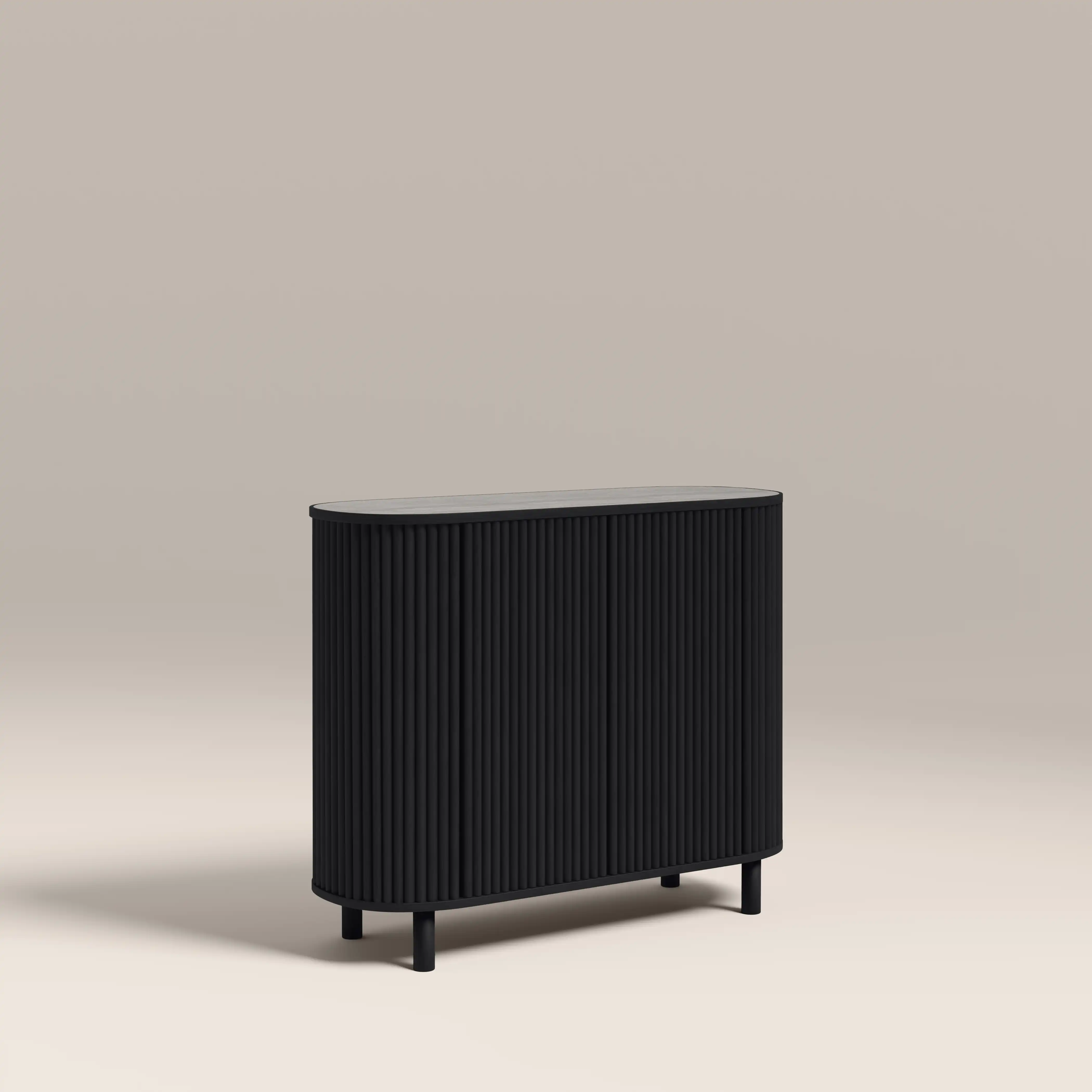 Santana Sideboard | Smoked Grey Travertine Effect Sintered Stone & Black - Image 2