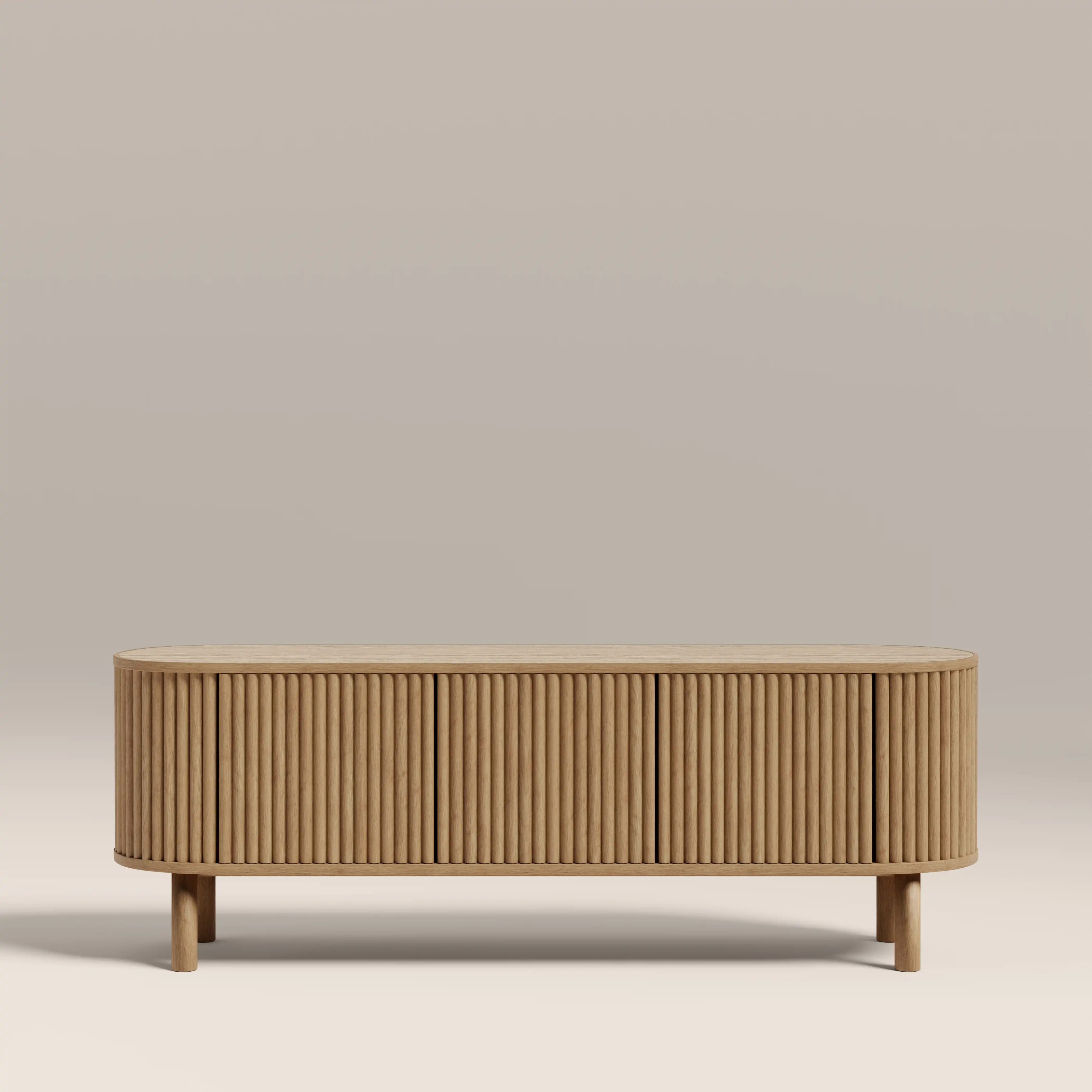 Santana TV Stand | Natural Travertine Effect Sintered Stone & Oak