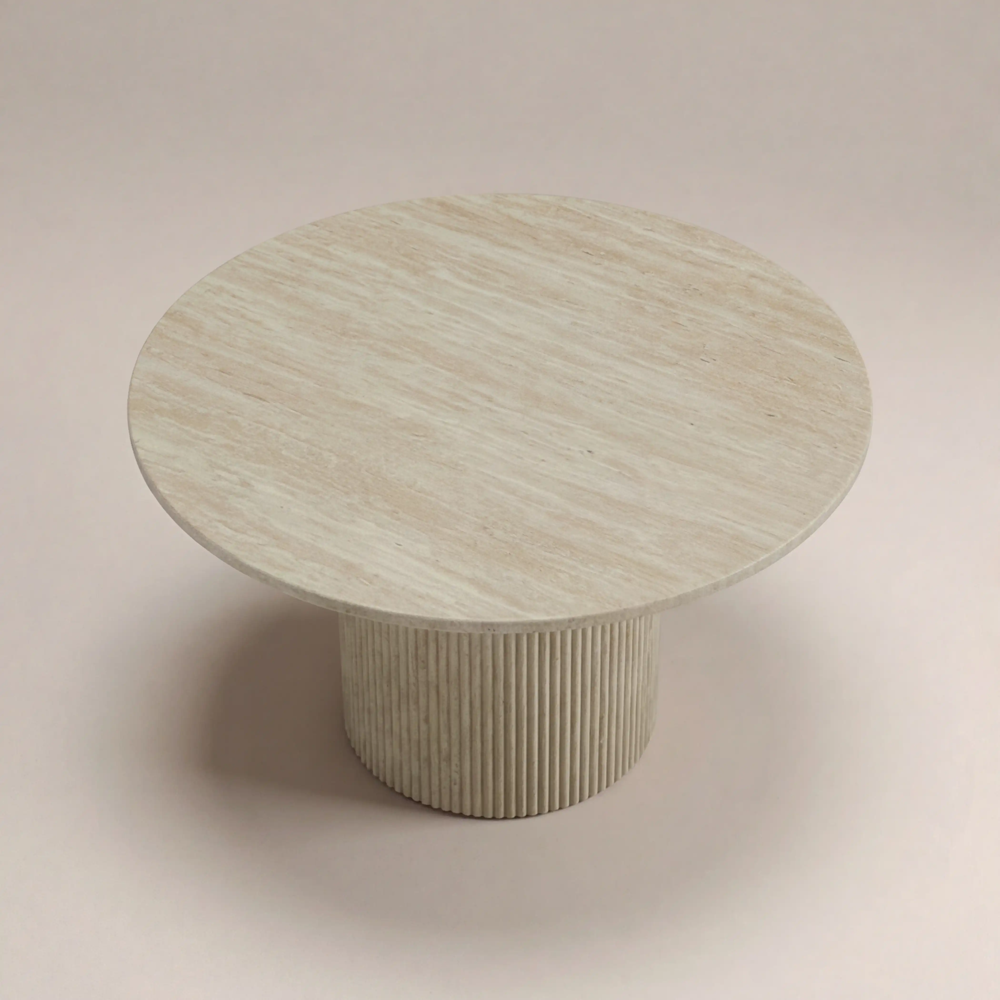 Santoria 4 Seat Round Dining Table | Natural Travertine Effect Stone - Image 3