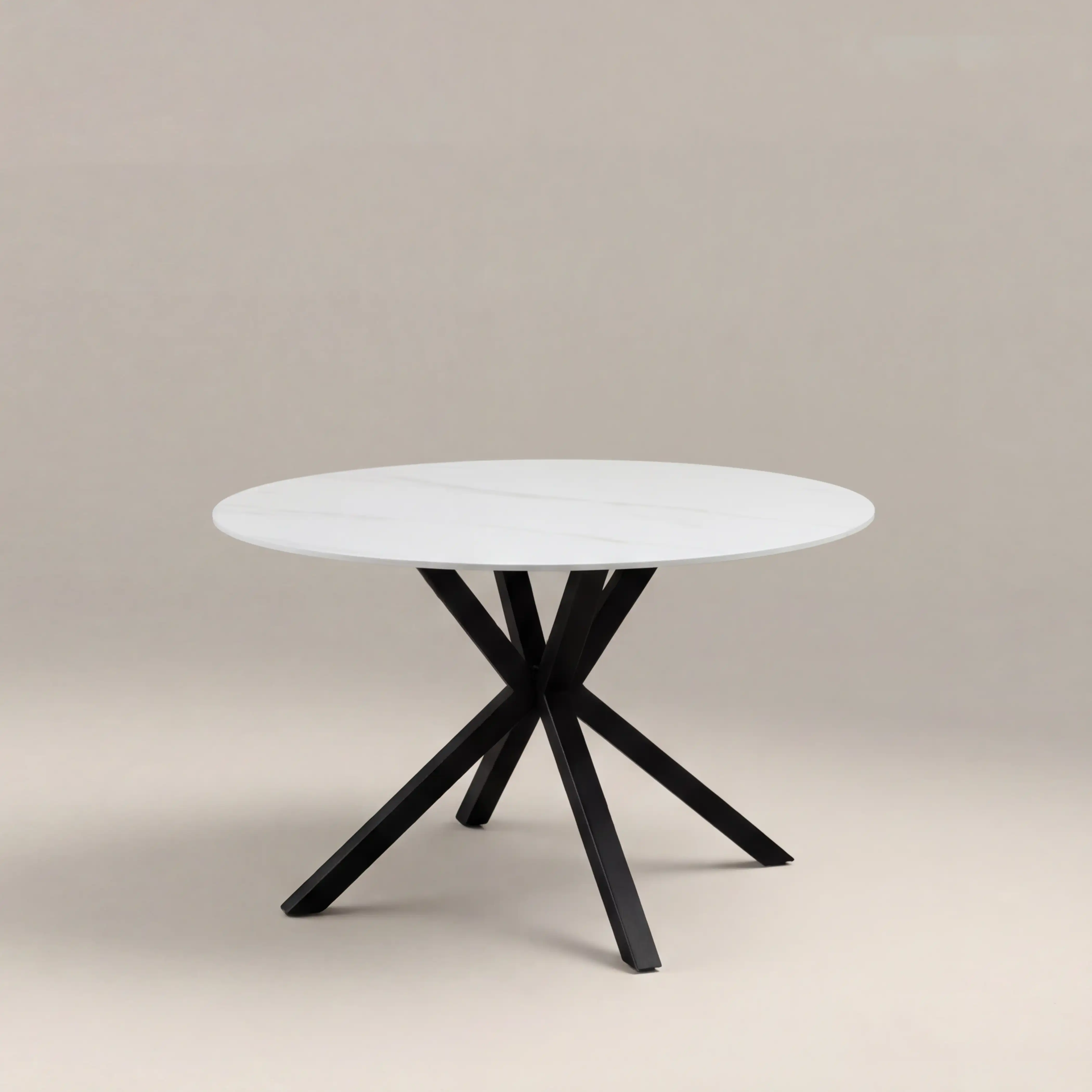Sawyer 4 Seat Round Dining Table | White Ceramic & Black - Image 2